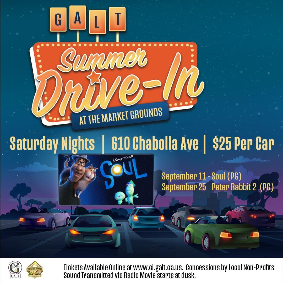 Summer Drive-In, Saturdays, Sept 11 & 25, 2021 $25 per car, at the Market Grounds