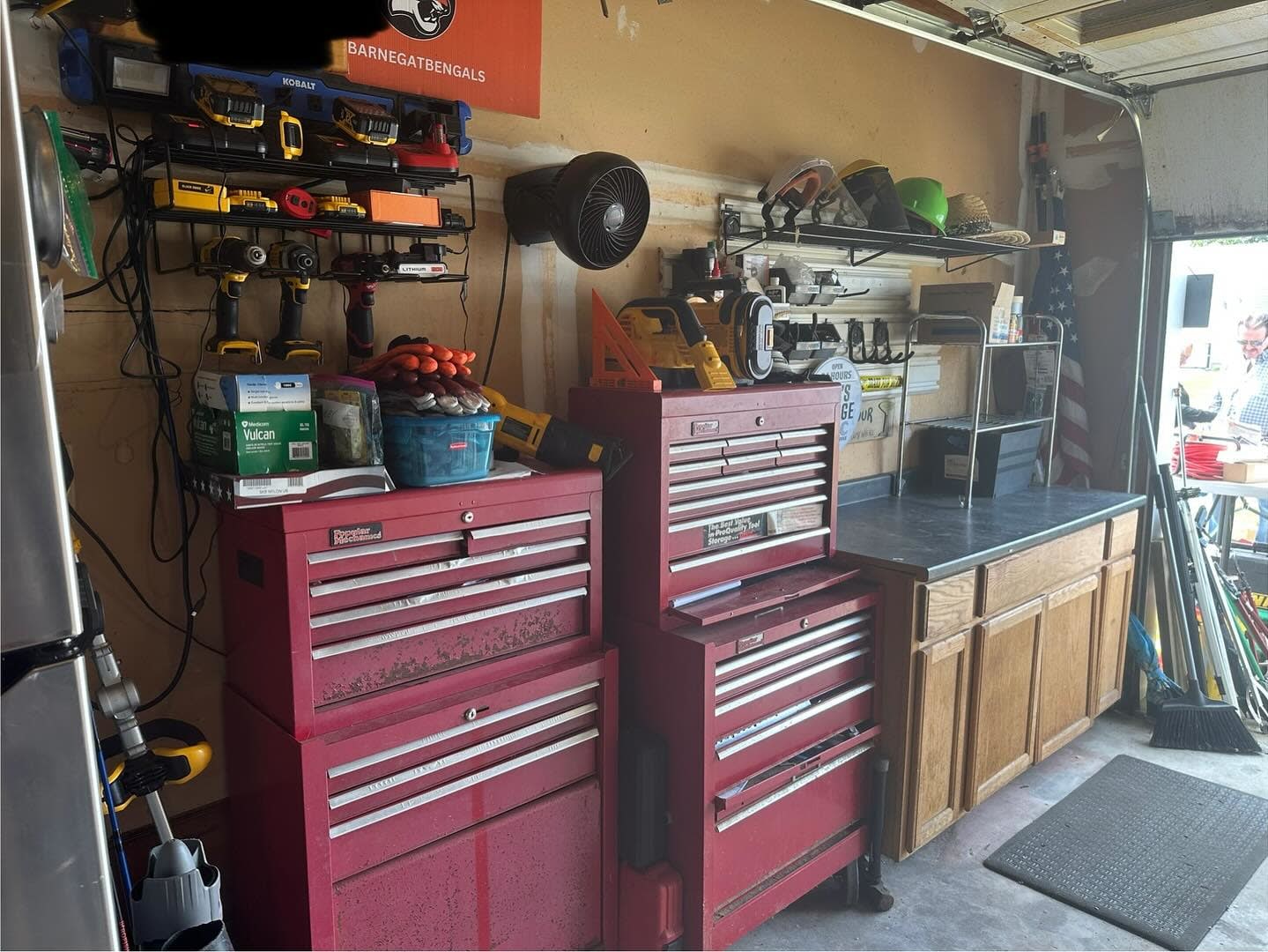 messy tools garage after