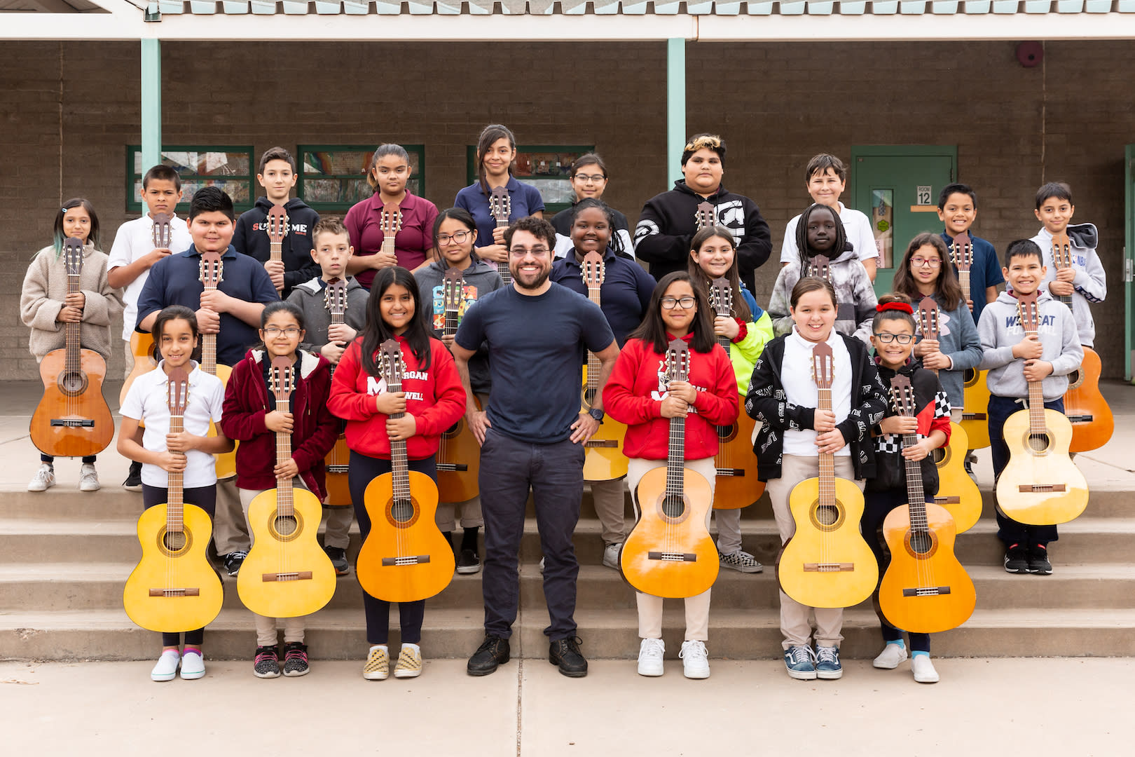 Lead Guitar students with their guitars