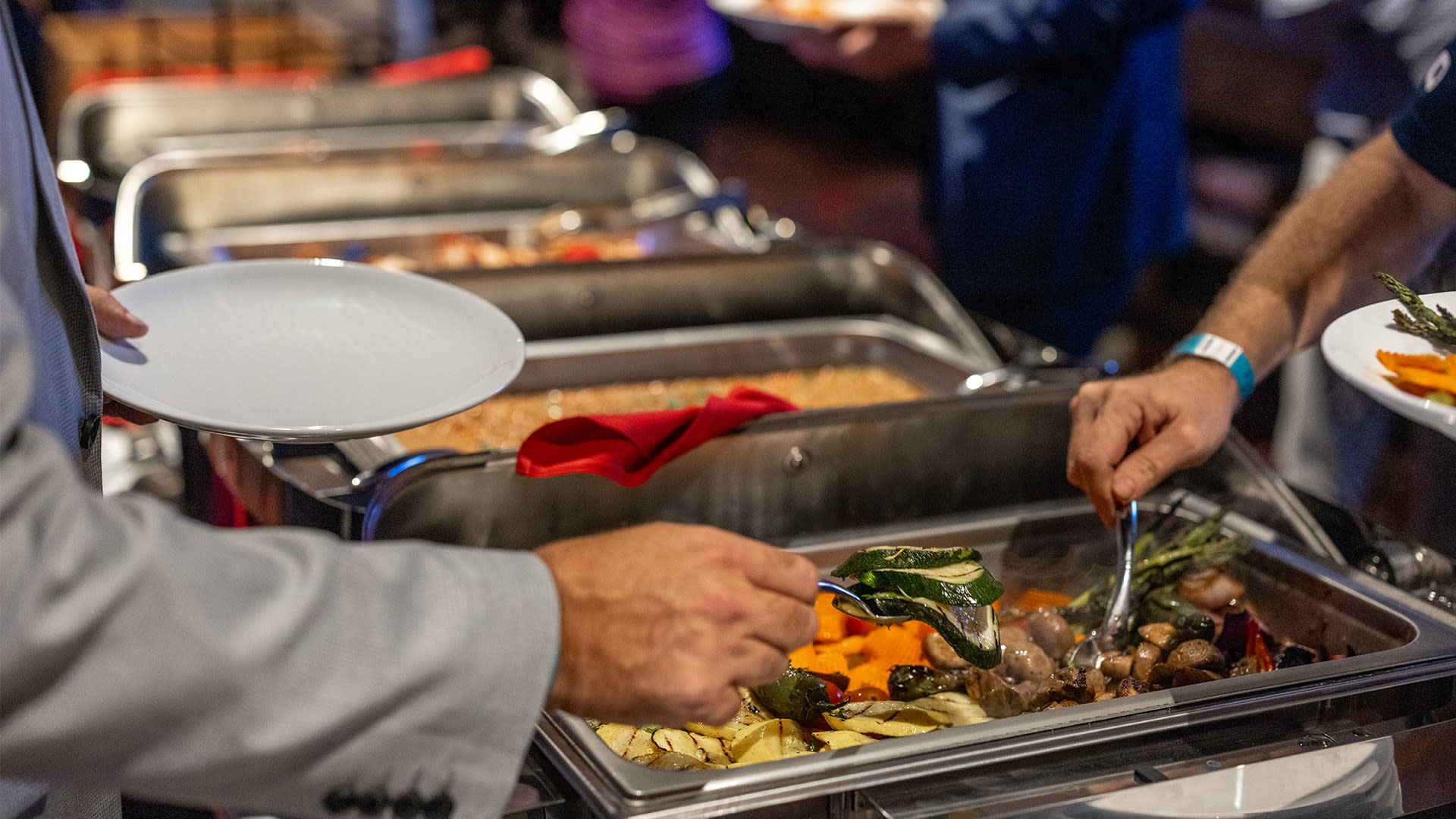 Closeup Image of a catered buffet at Pinstack