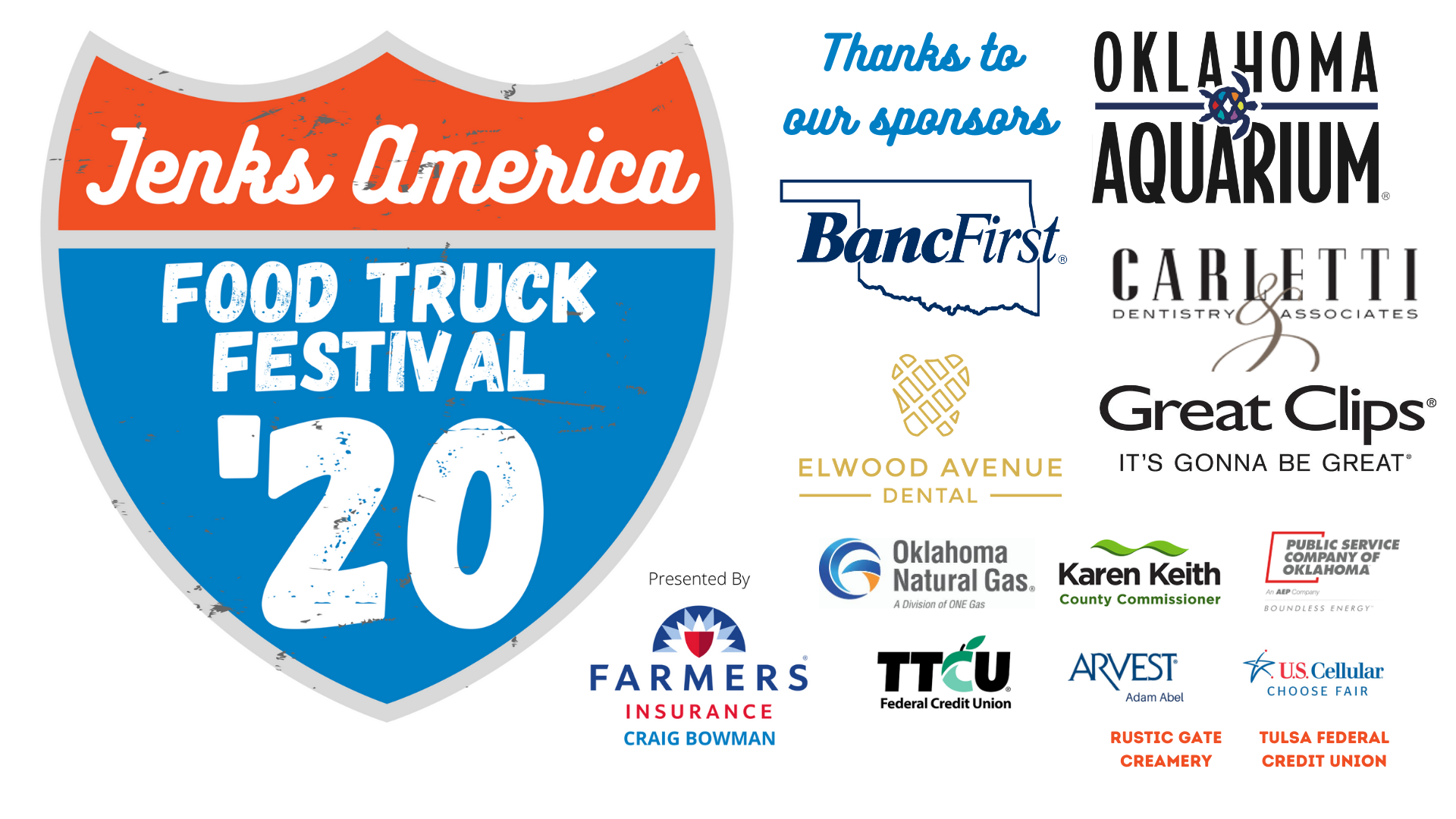 A logo for the Jenks America Food Truck Festival