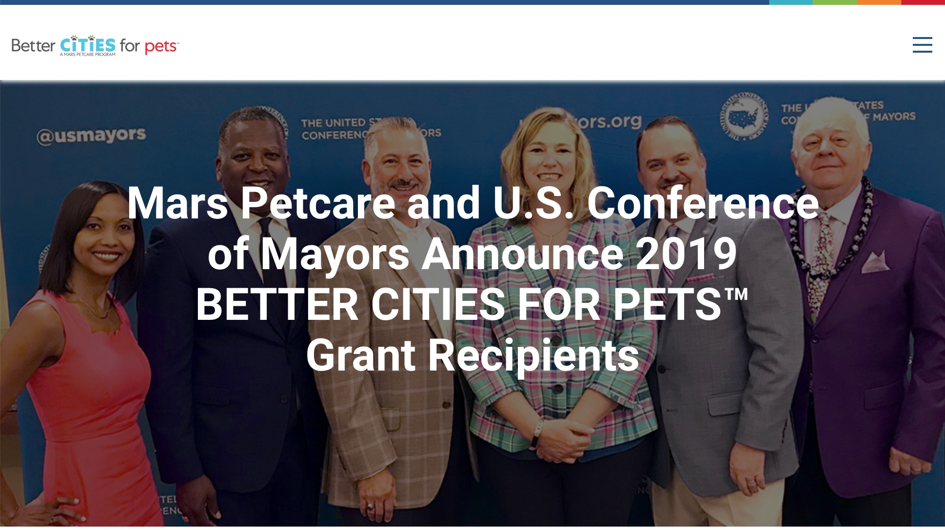 Grant award to Wagtown for free curriculum from US Conference of Mayors and MARS Petcare