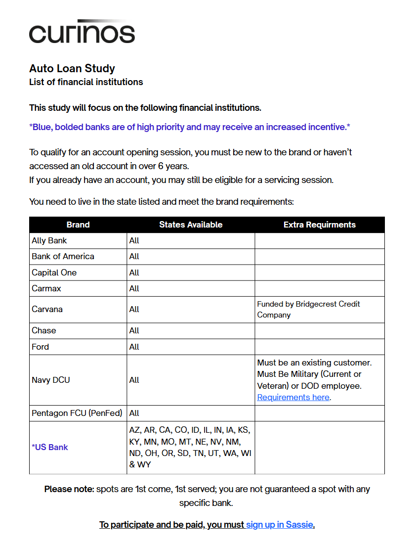 Auto Study Brand List