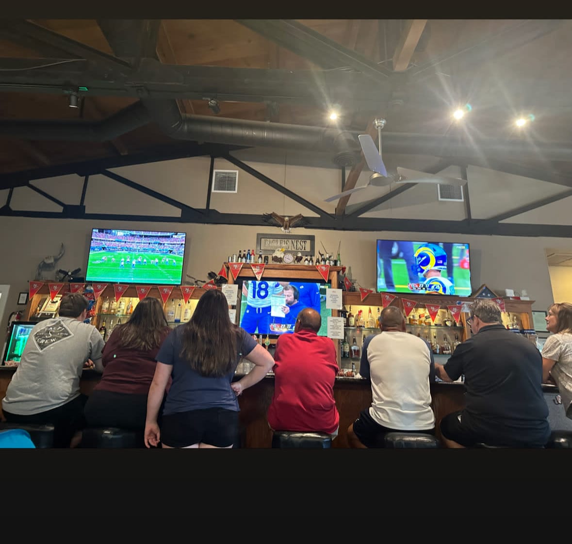 Photo of members in the social room