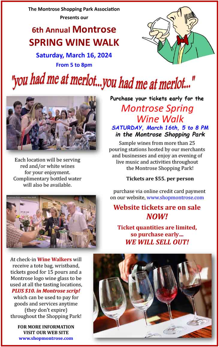 MSPA Presents The 6th Annual Montrose Spring Wine Walk Montrose