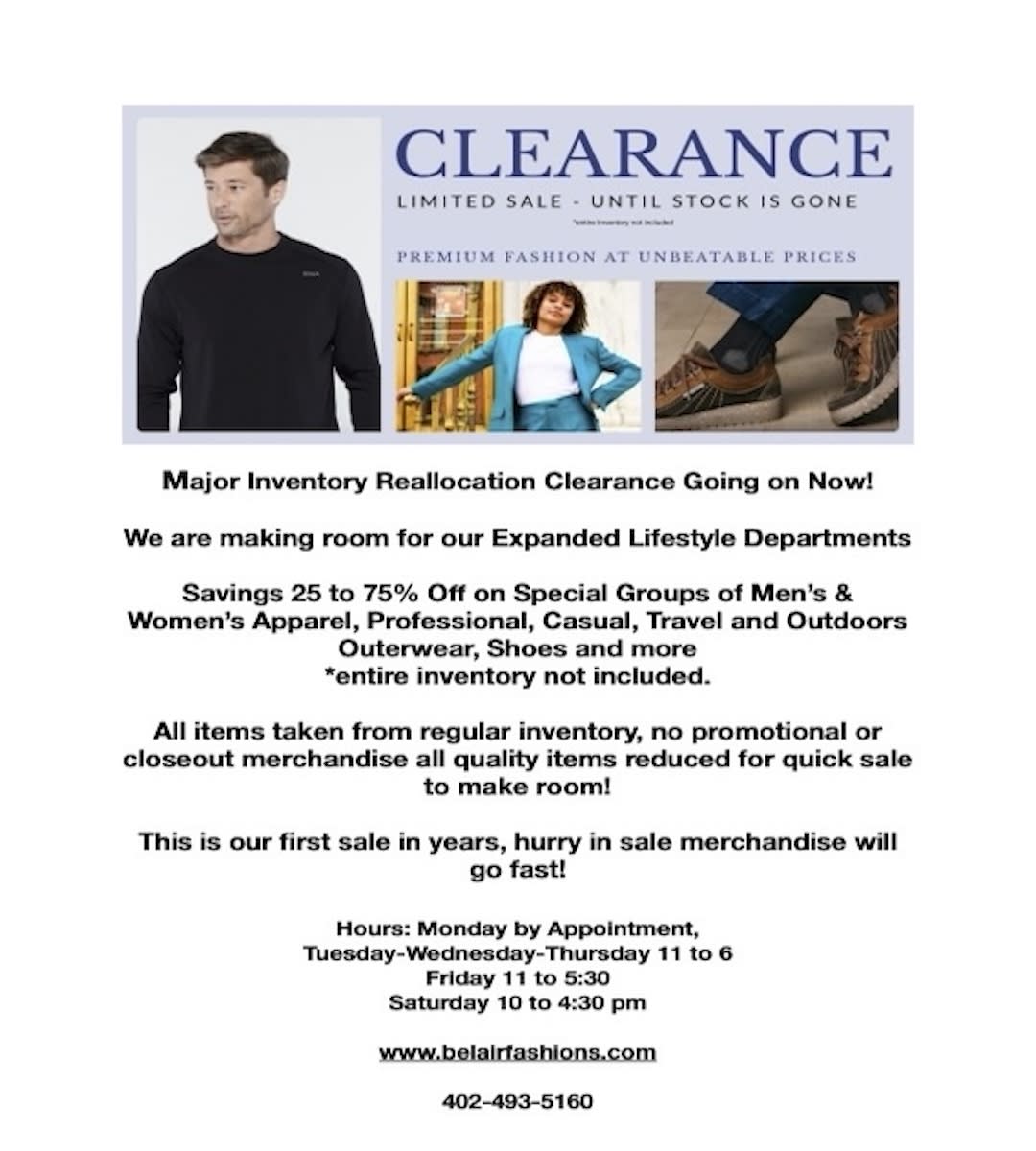 Major Inventory Reallocation making room for expanded Lifestyle Departments