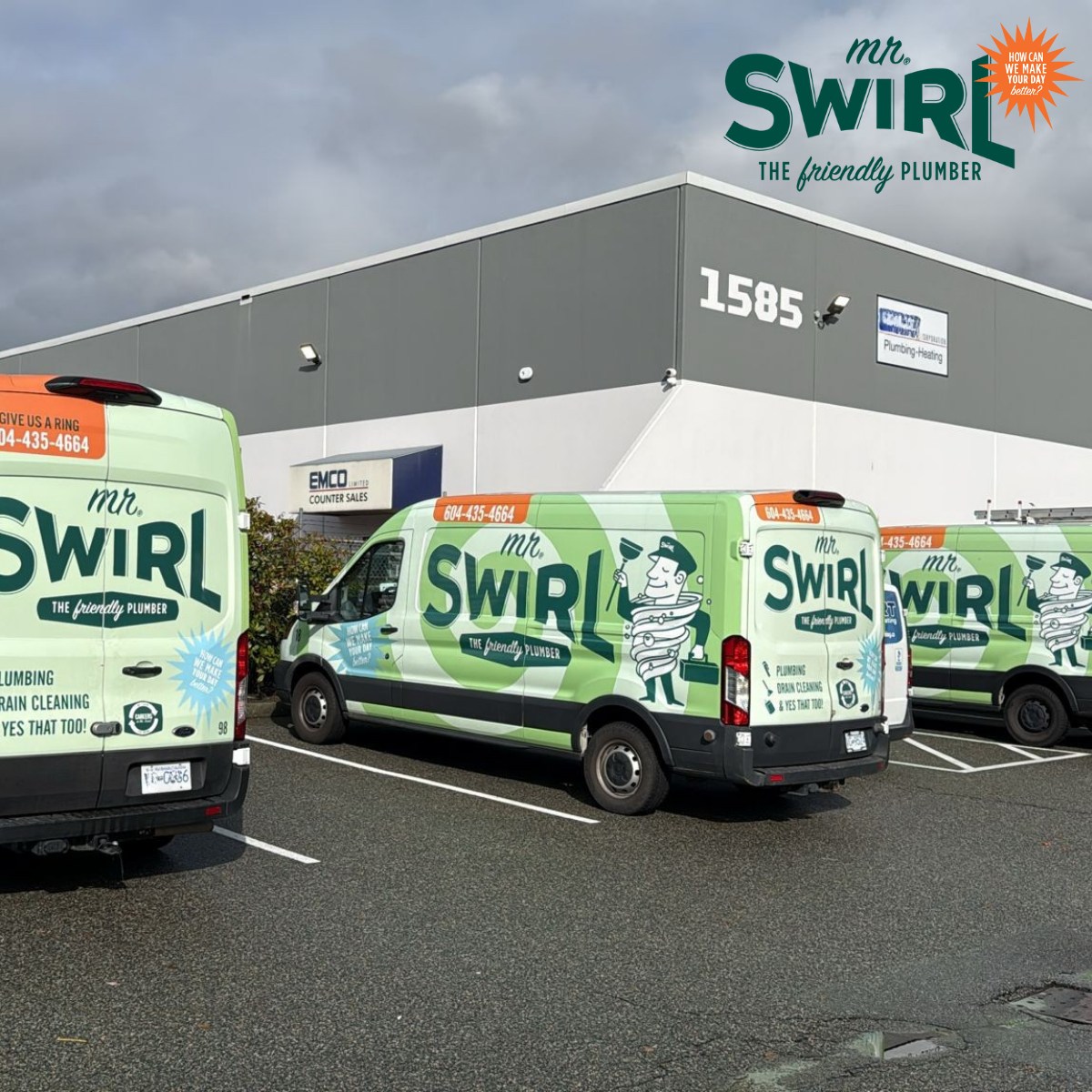 Mr Swirl The Friendly Plumber service truck in Coquitlam, serving the Tri-Cities and Lower Mainland