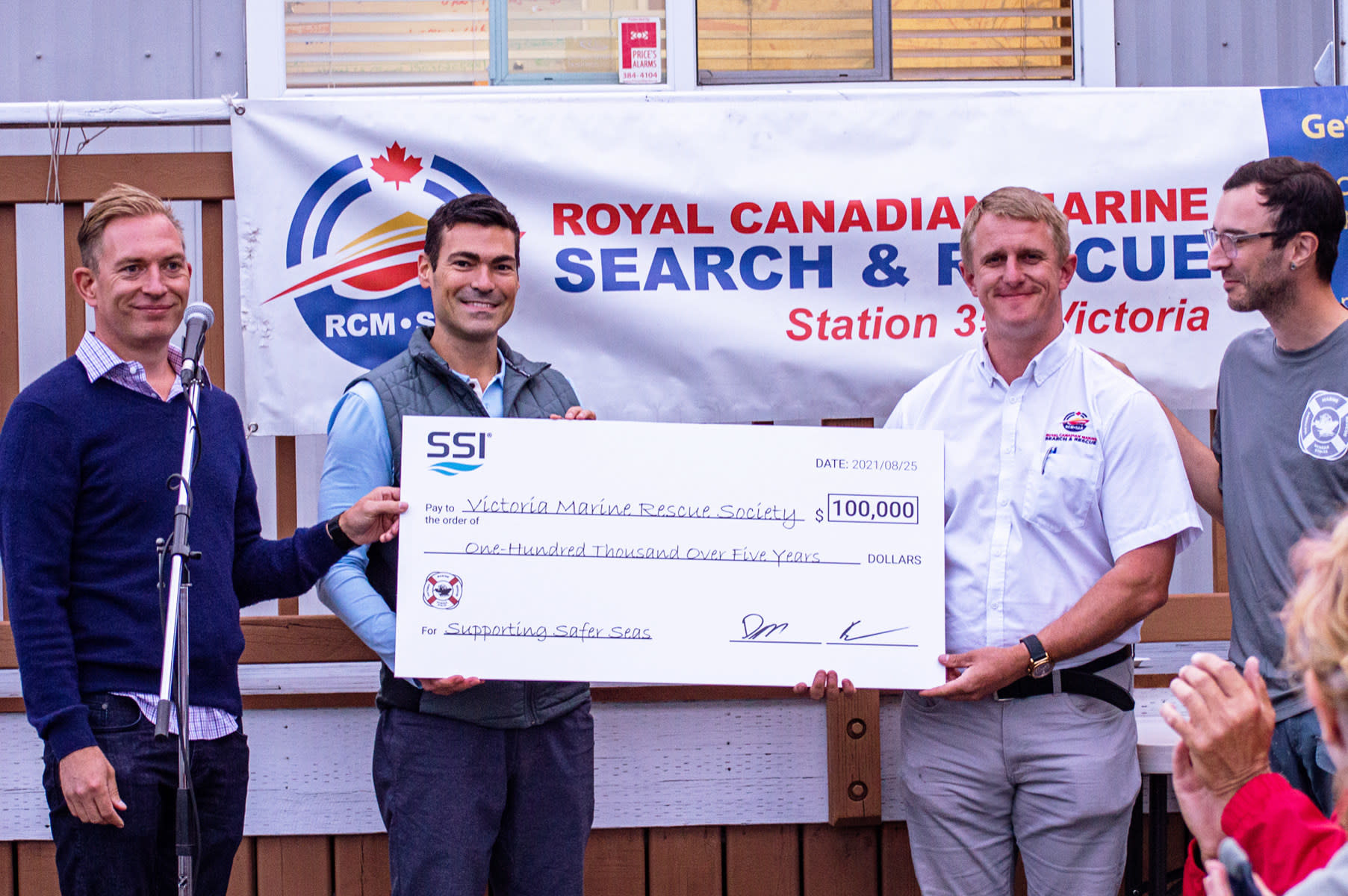 From left: Darren Larkins, SSI co-CEO; Denis Morais, SSI co-CEO; David Best, RCM-SAR Station 35 Leader; Eric Bellinger, VMRS