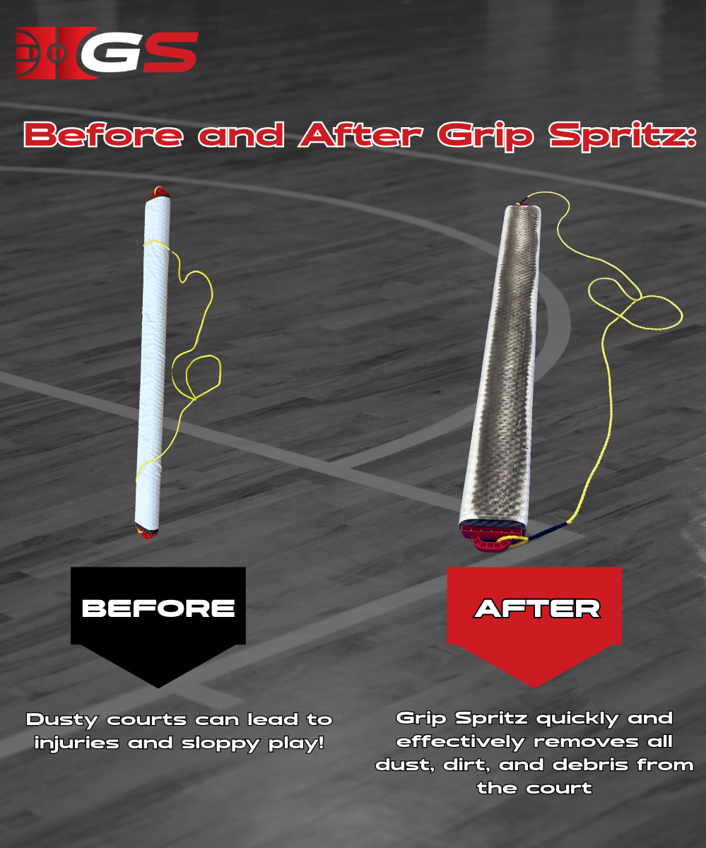 Grip Spritz Court Mop before and after cleaning a court