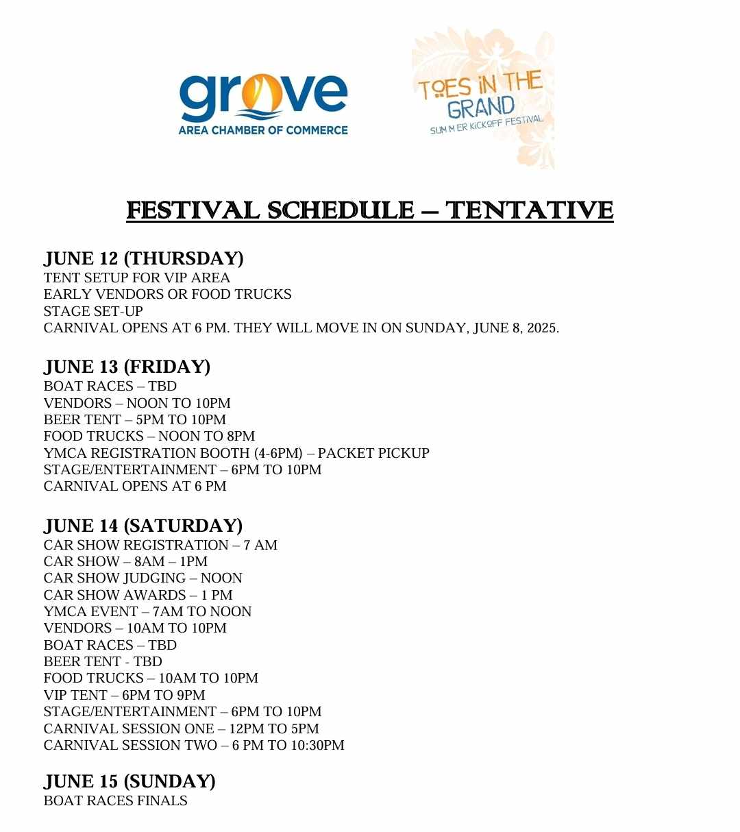 festival schedule