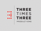three times three productions logo in black grey and orange