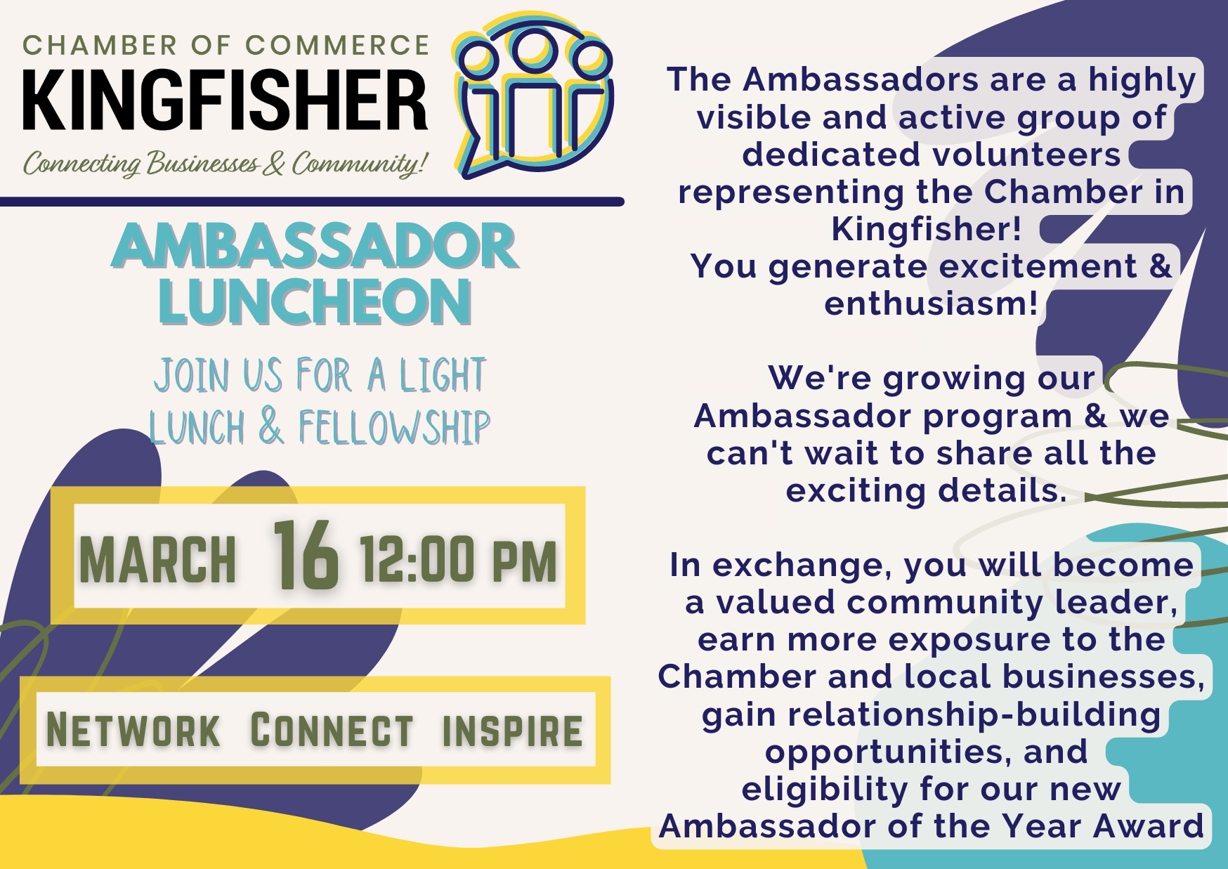 Ambassador Luncheon City of Kingfisher Oklahoma and Visitors Bureau