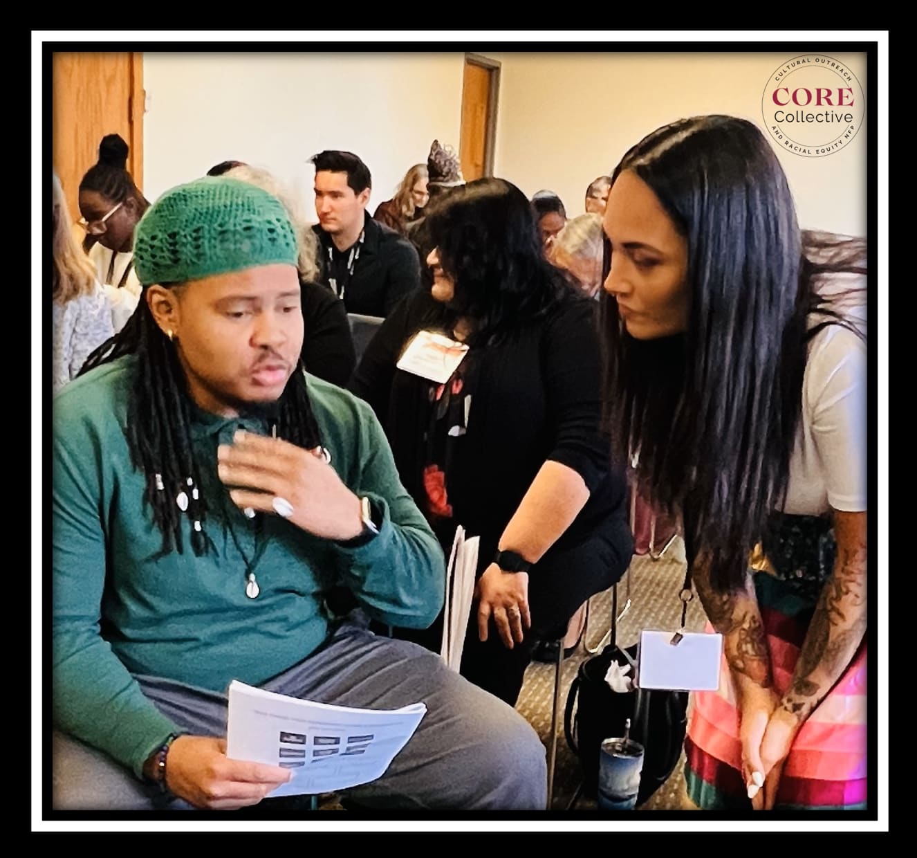 Facilitator working with workshop participant