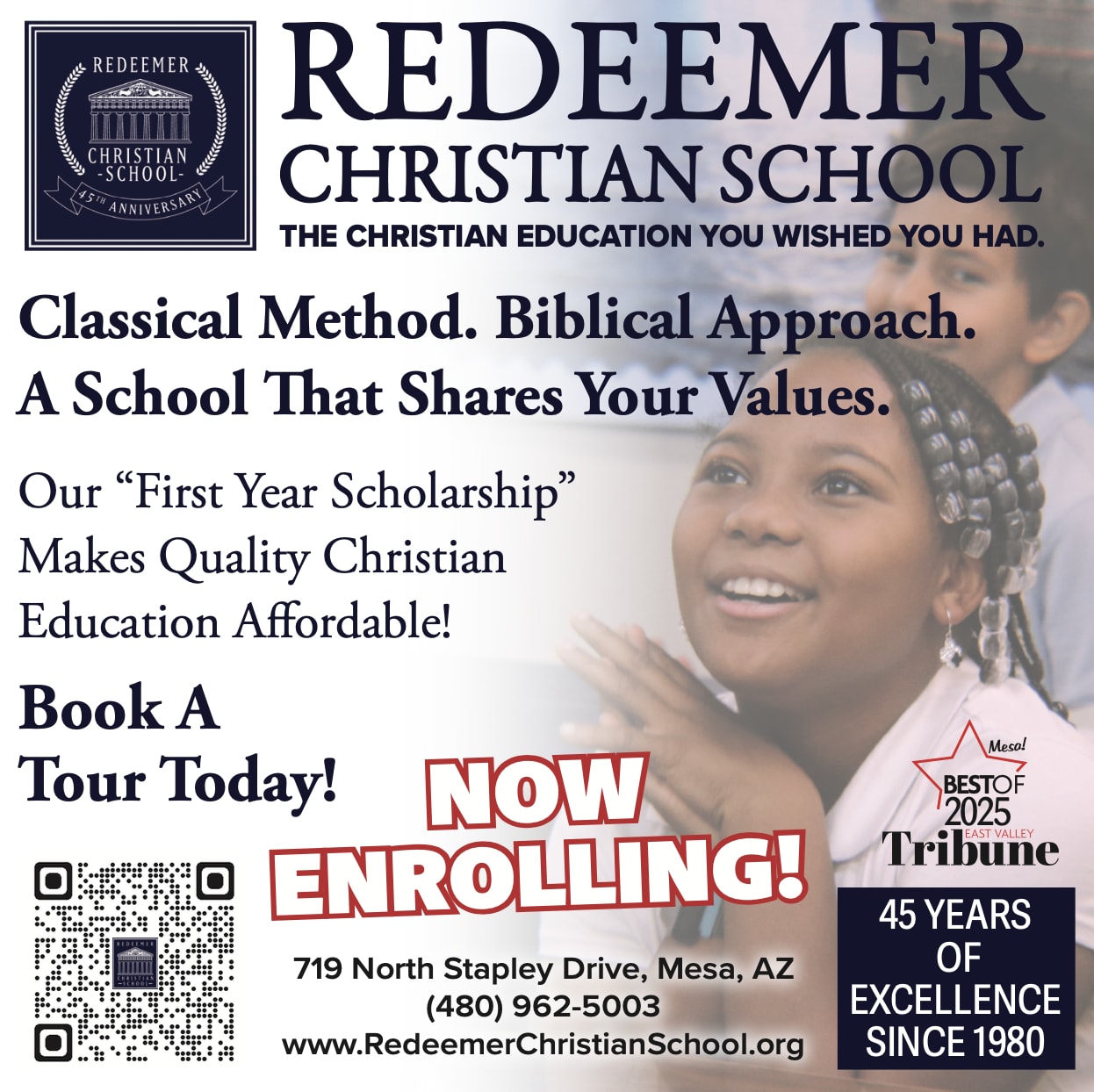 Now Enrolling at Redeemer Christian School