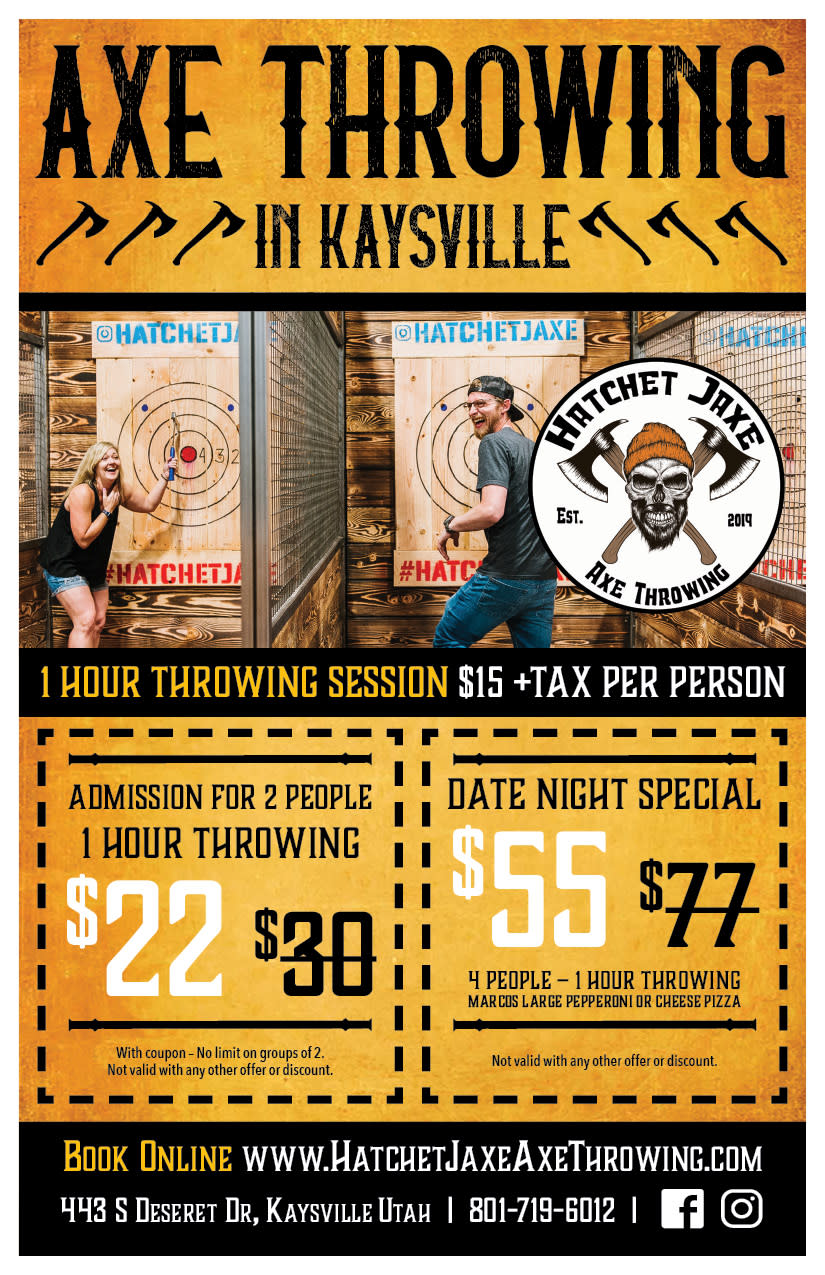 Hatchet Jaxe Axe Throwing | Kaysville Cares Ad