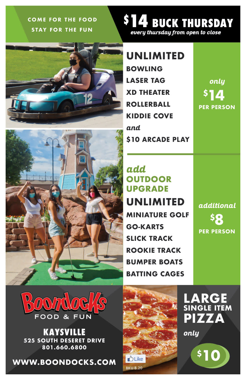 Boondocks Fun Center | Kaysville Cares Ad