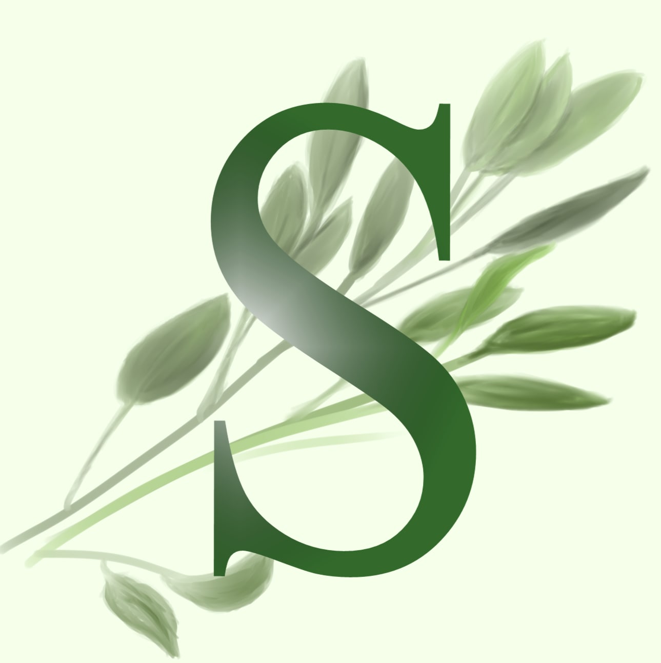 Sage Insurance Logo, a green letter "S" on top of painted sage leaves