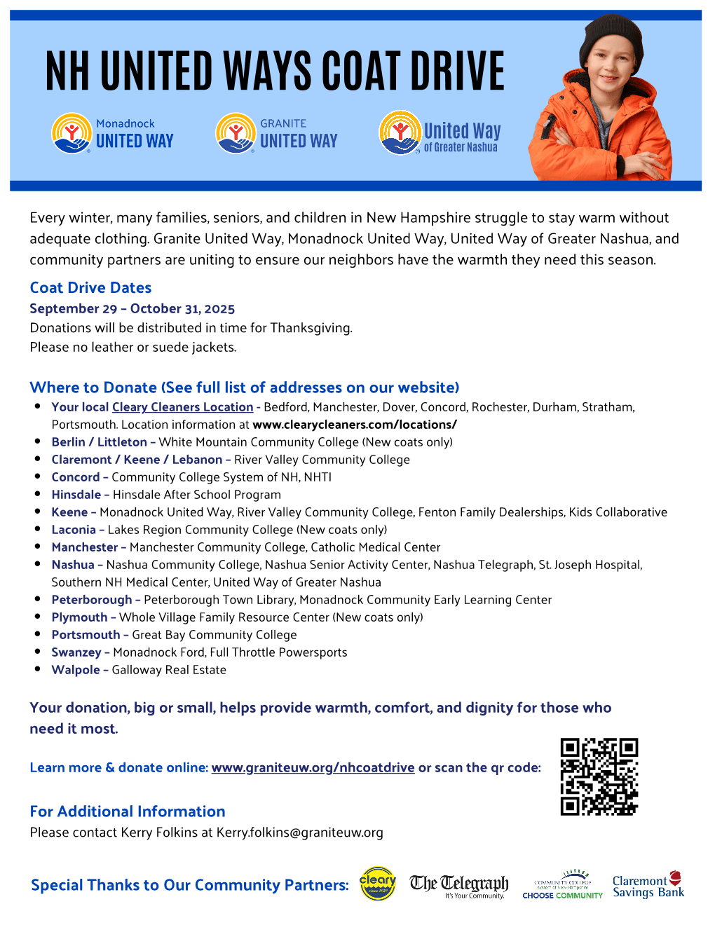 NH United Ways Coat Drive Flyer