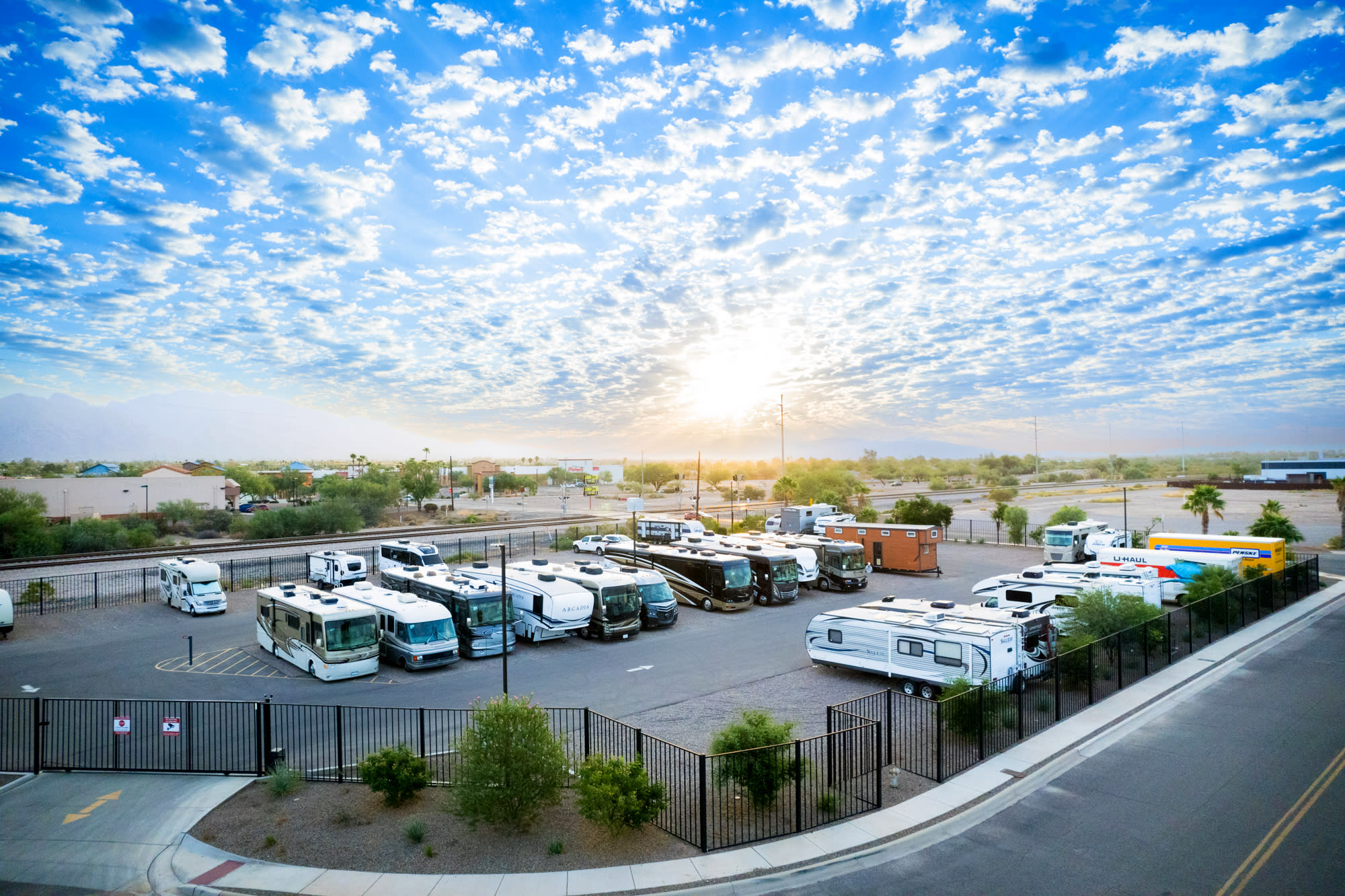 RVs parked outside