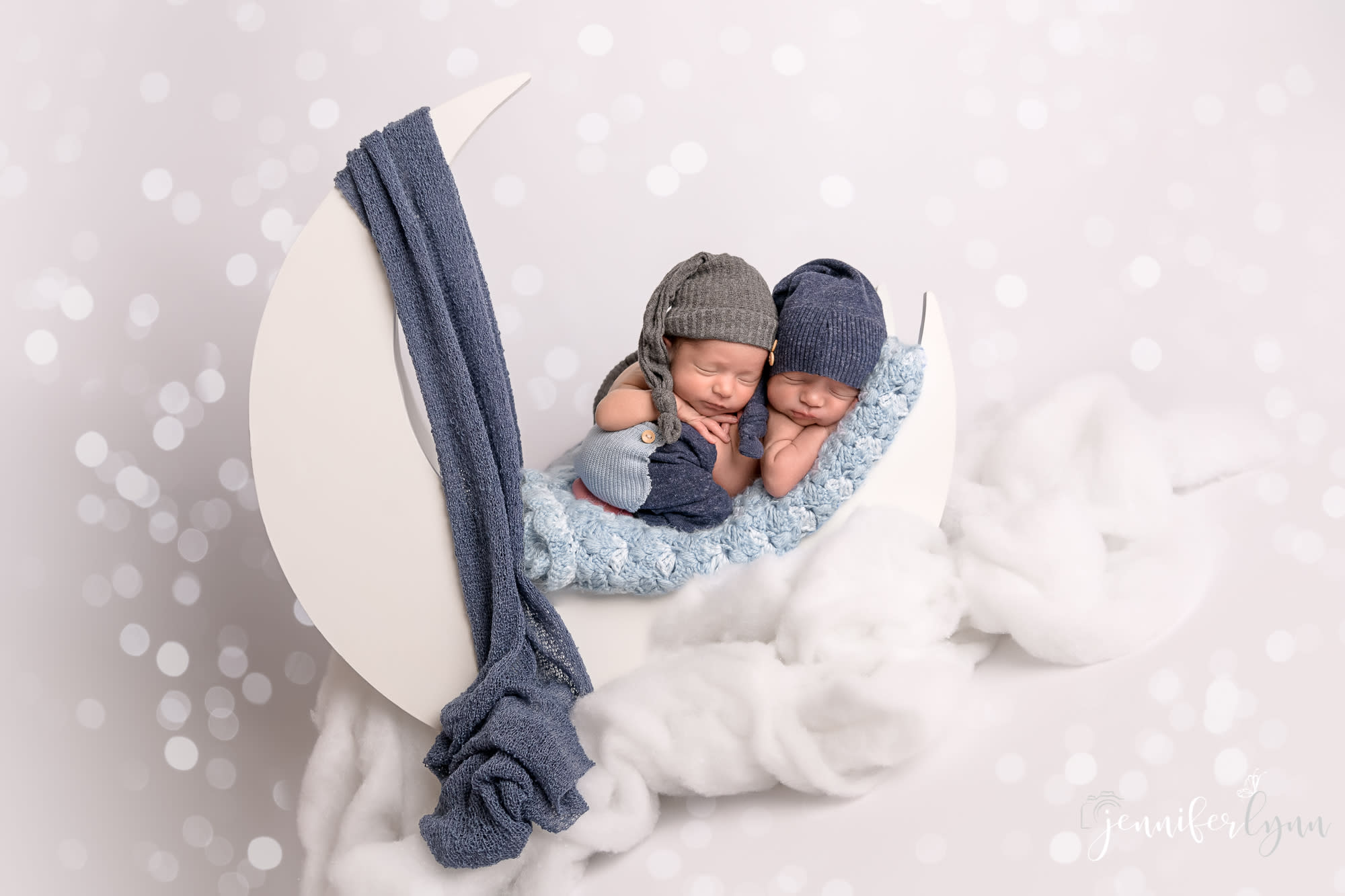Twin Boys Asleep on the Moon