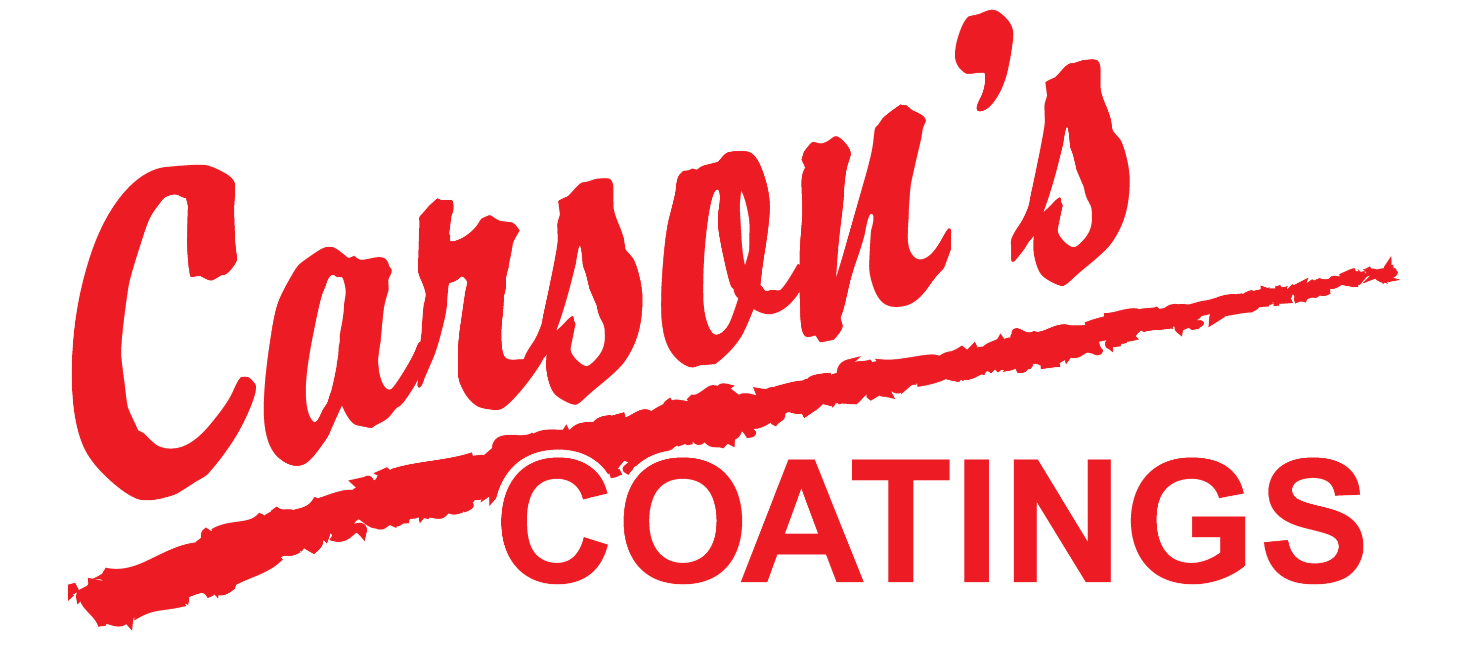 Carson's Coatings logo, white background w/red letters - 2021