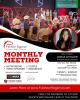 A promotional flyer for the Fulshear Regional Chamber of Commerce Monthly Meeting. The top half shows a large group of people