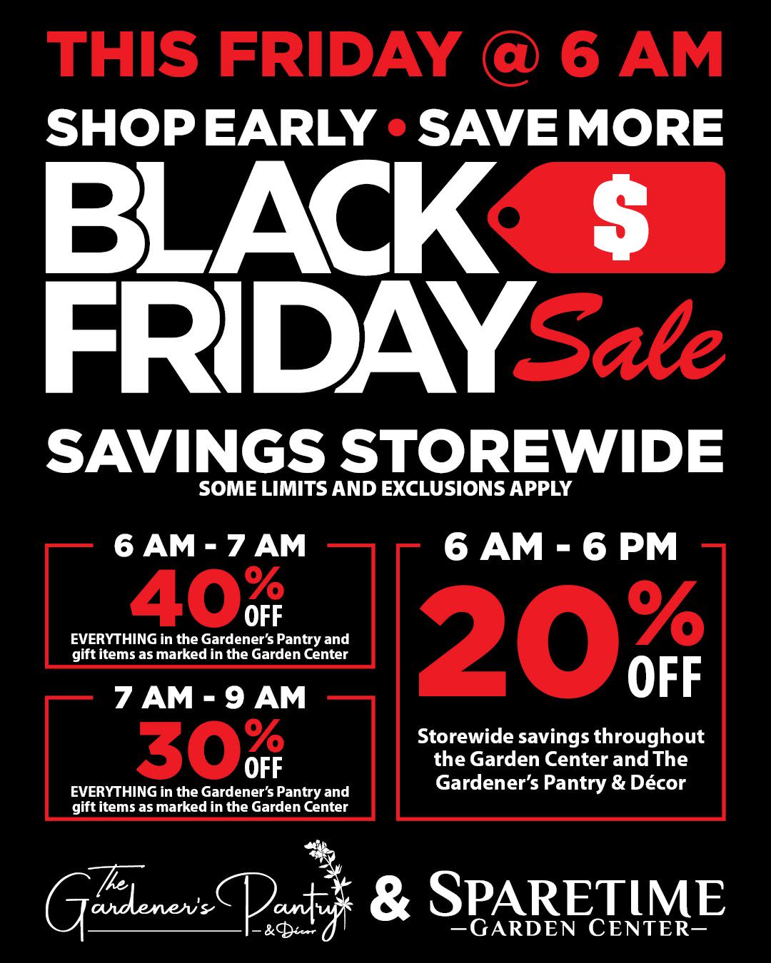 Sparetime Garden Supply Black Friday Sale 11.28.2025