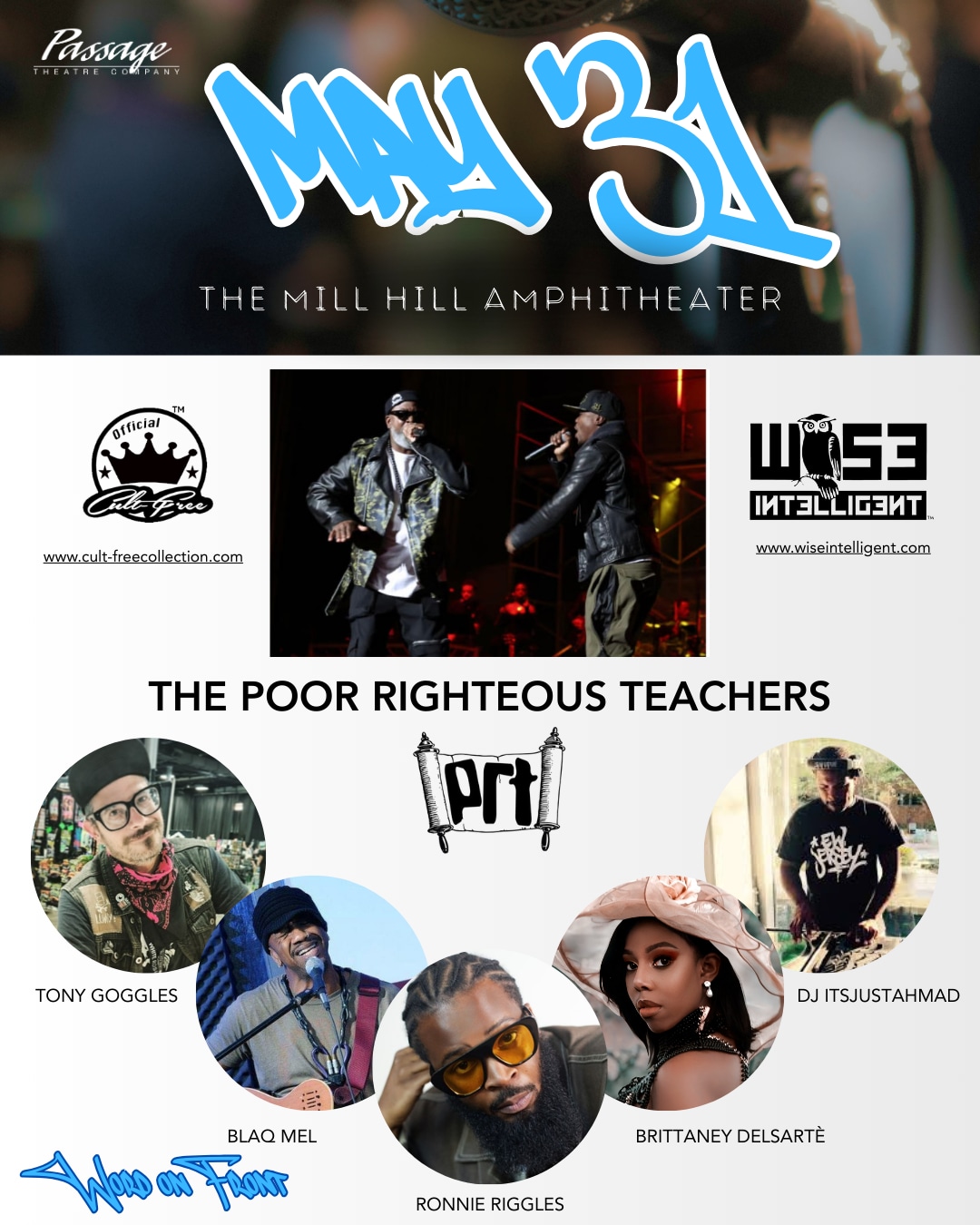 A collage featuring Poor Righteous Teachers, Tony Goggles, Blaq Mel, Ronnie Riggles, Brittaney Delsartè, DJ Itsjustahmad