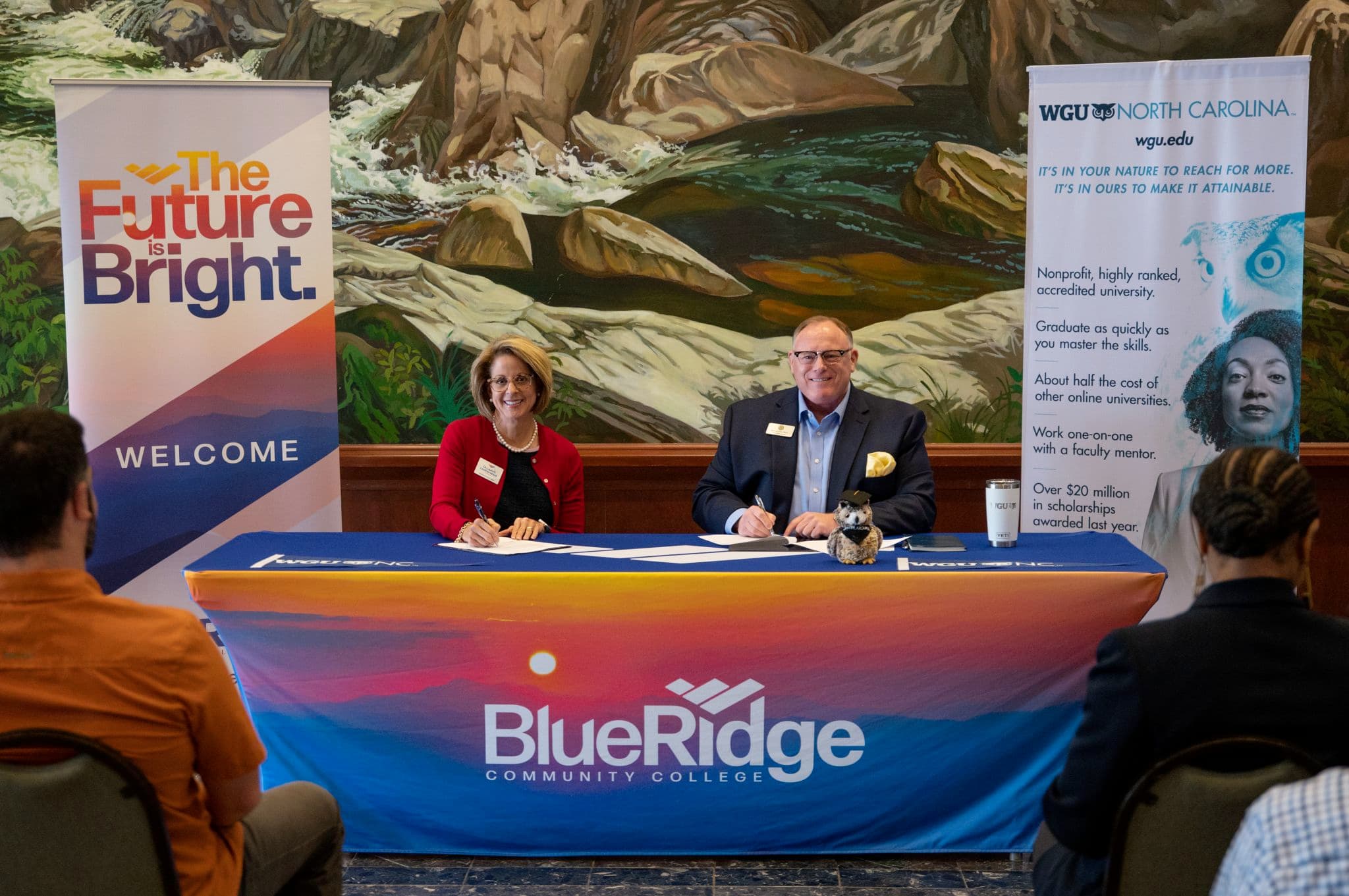 Dr. Laura Leatherwood, President of Blue Ridge Community College and Dr. Ben Coulter, Chancellor of WGU NC