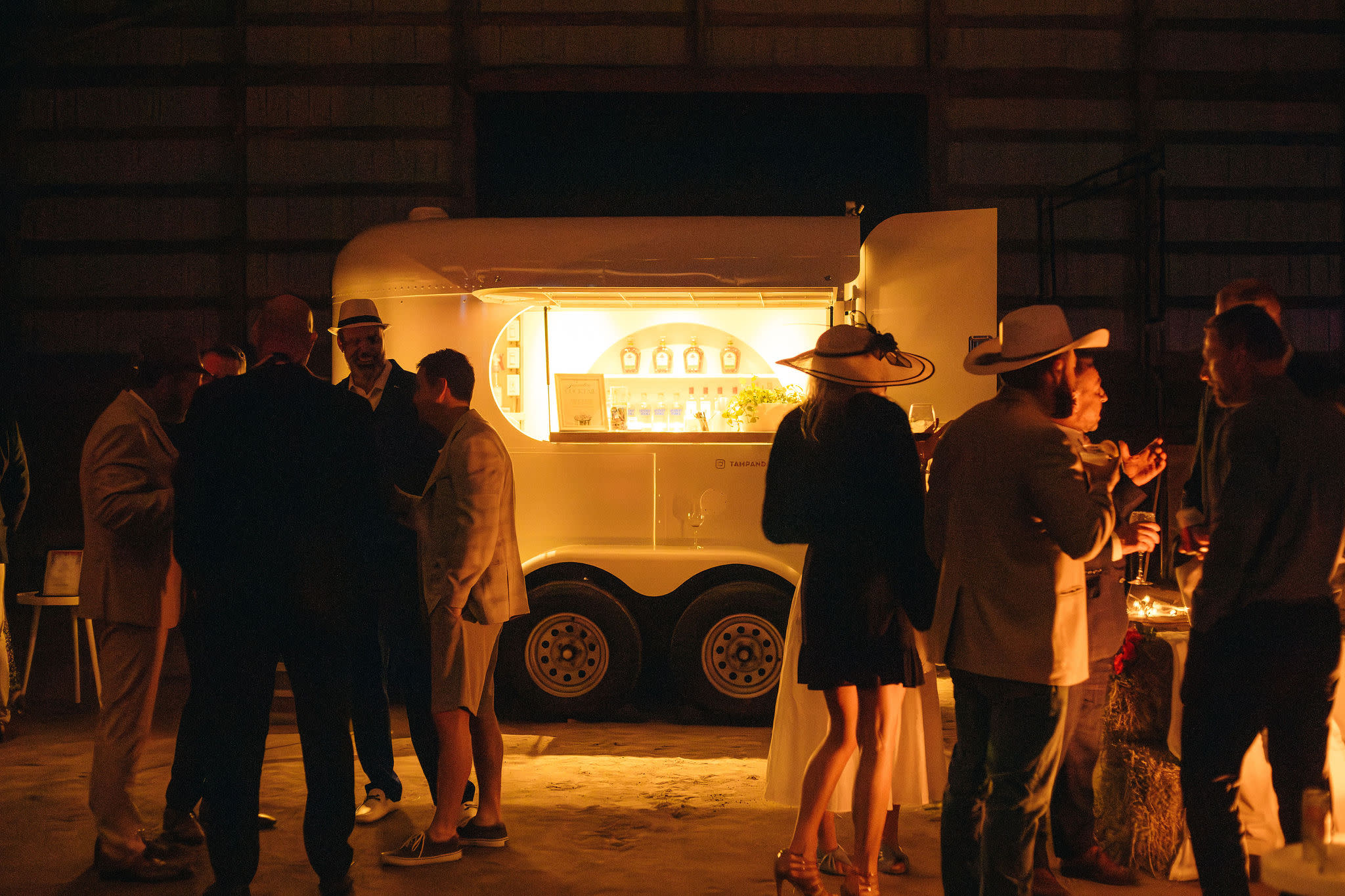 horse trailer bar at kentucky derby serving mint julep signature cocktails