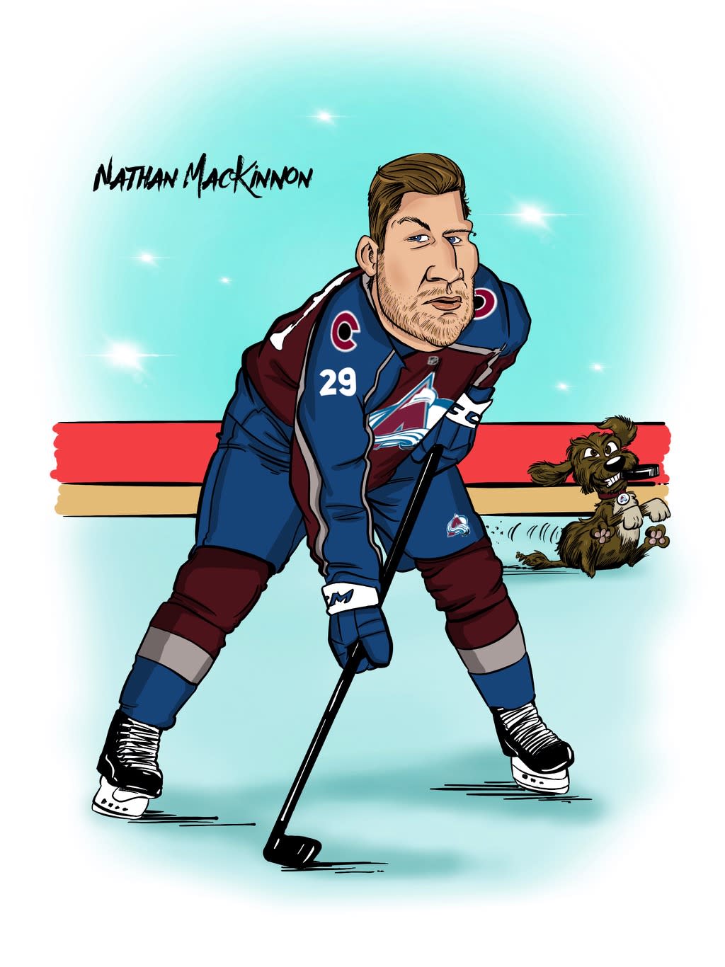 Nathan MacKinnon Caricature by Colorado Caricature Artist Jason Sauer
