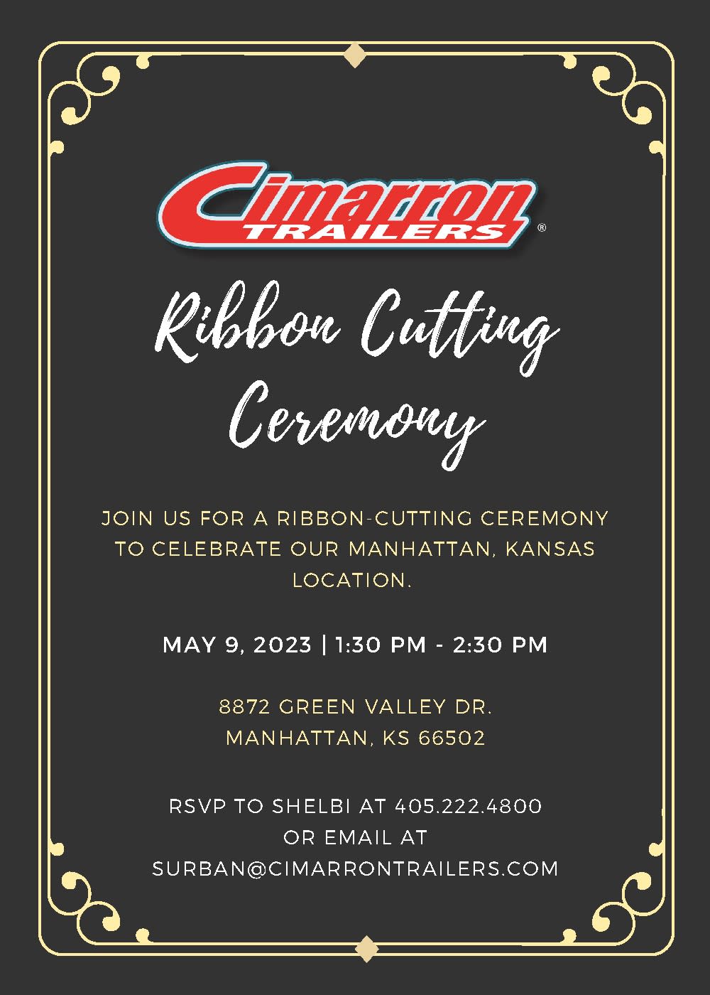 Cimarron Trailers Ribbon Cutting Invitation