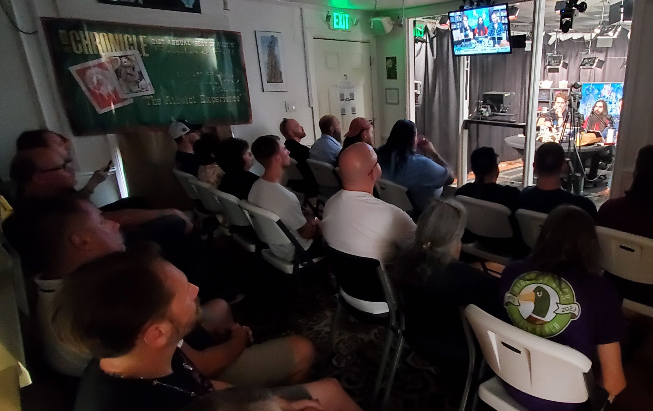 audience view of the studio during a live taping of The Atheist Experience