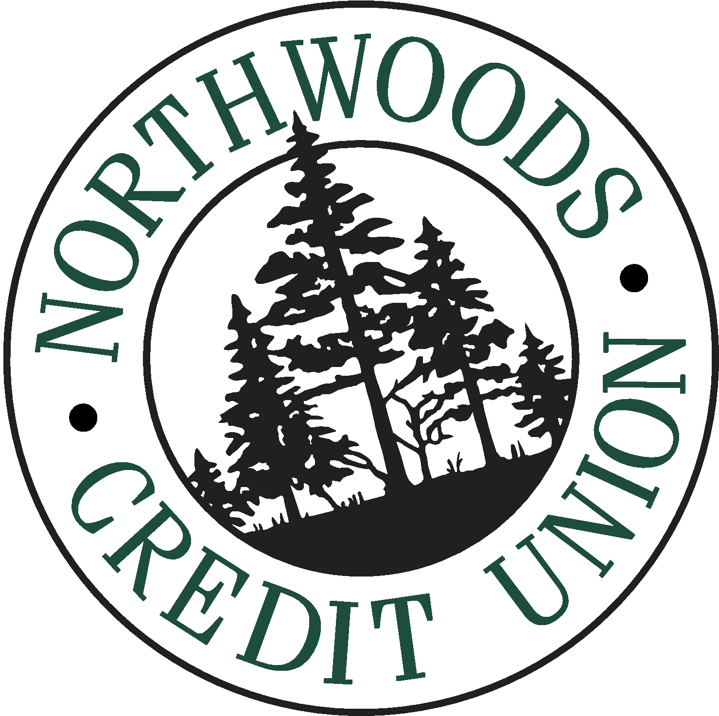 Northwoods Credit Union Circle Logo with Trees