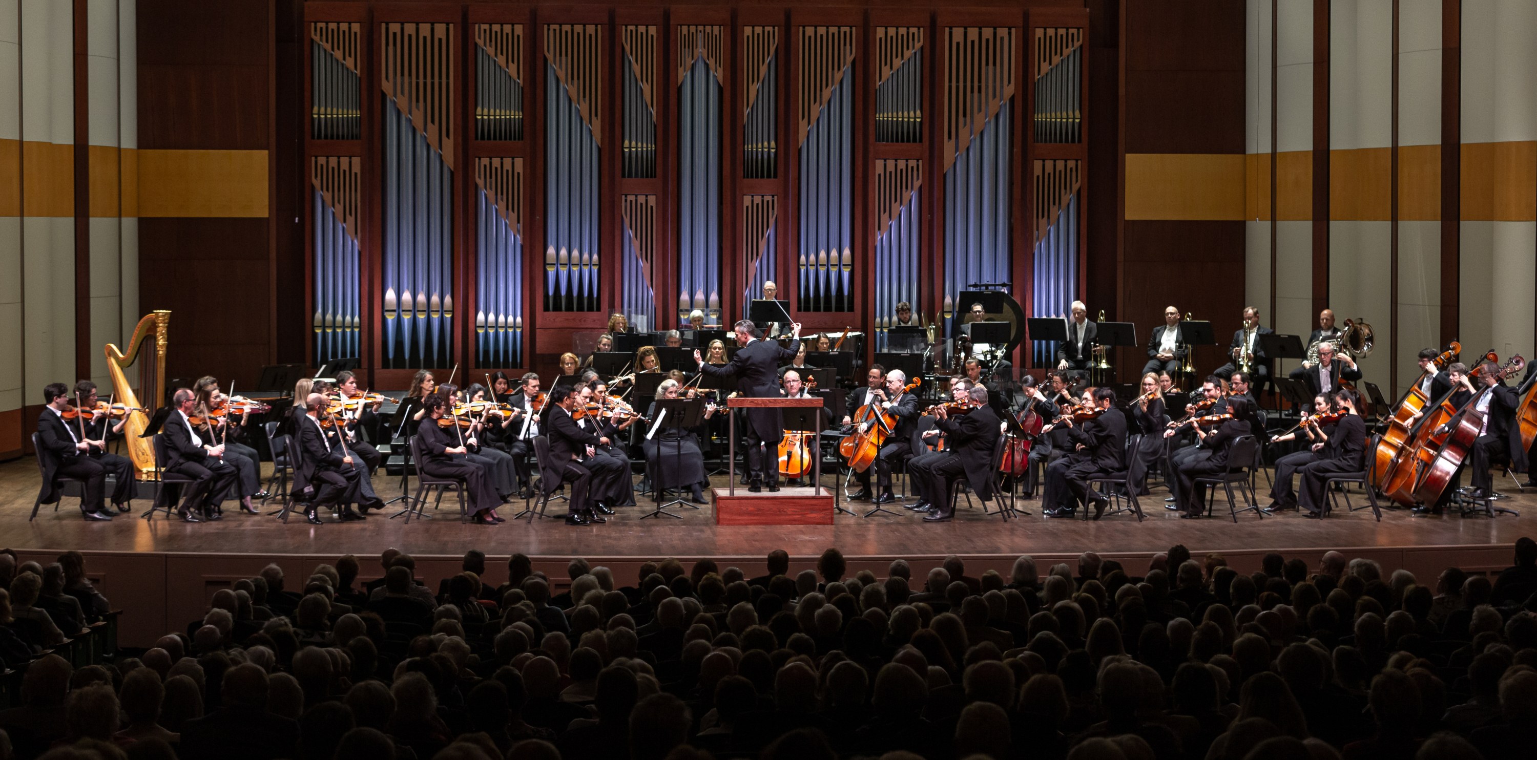 The Naples Philharmonic onstage in Hayes Hall