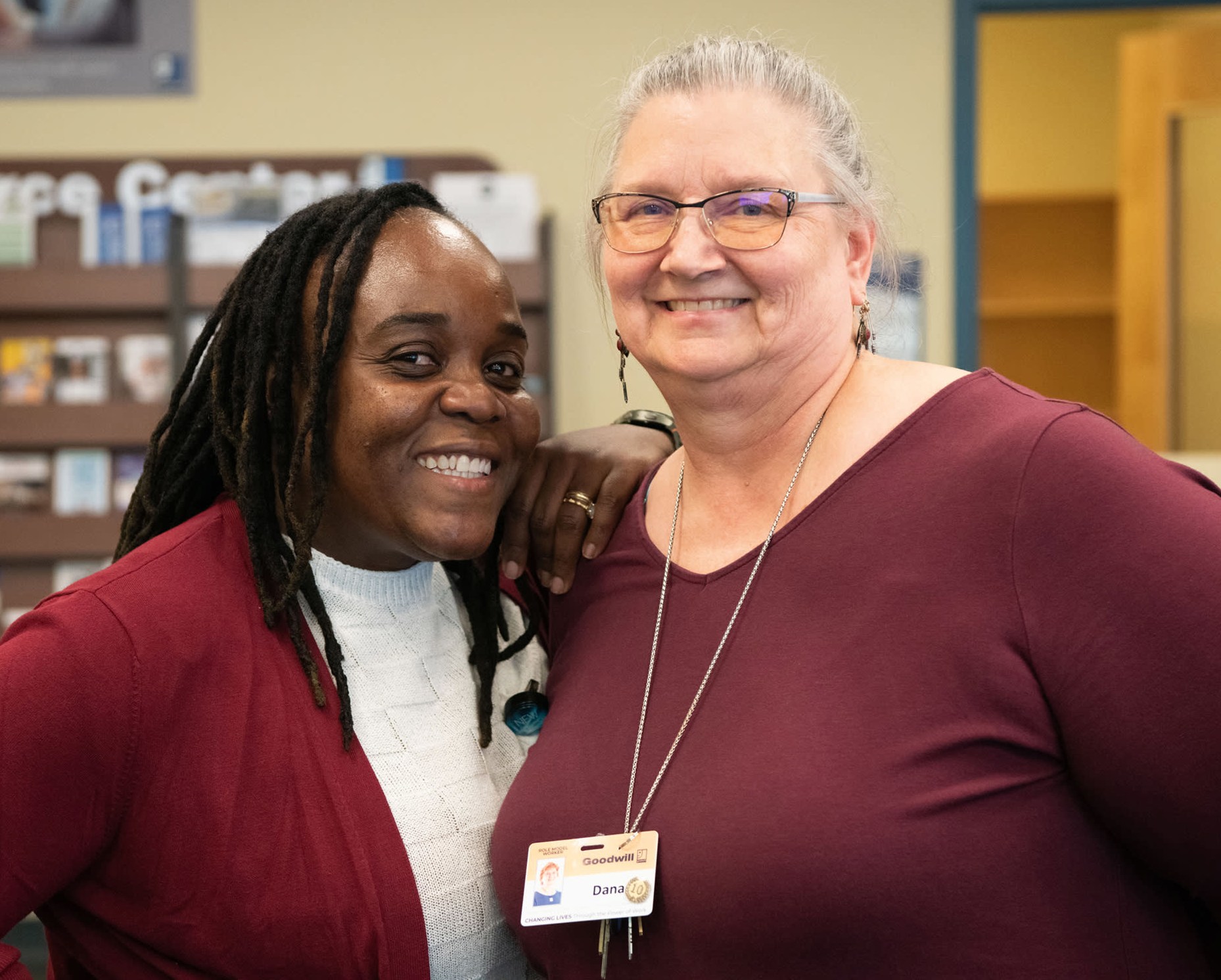 Goodwill team member Paunyne Xavier (left) with her GoodPartner Coach, Dana Knuuti