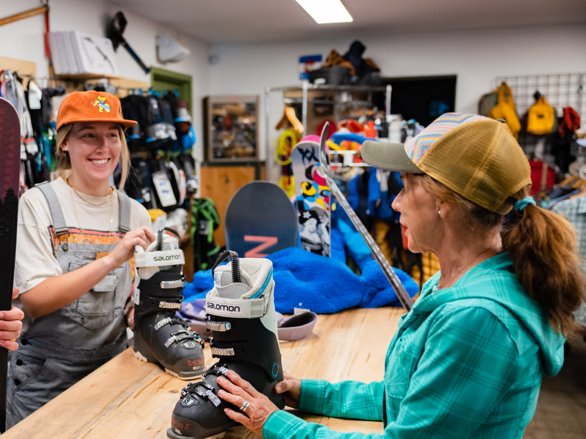 consignment desk with ski boots