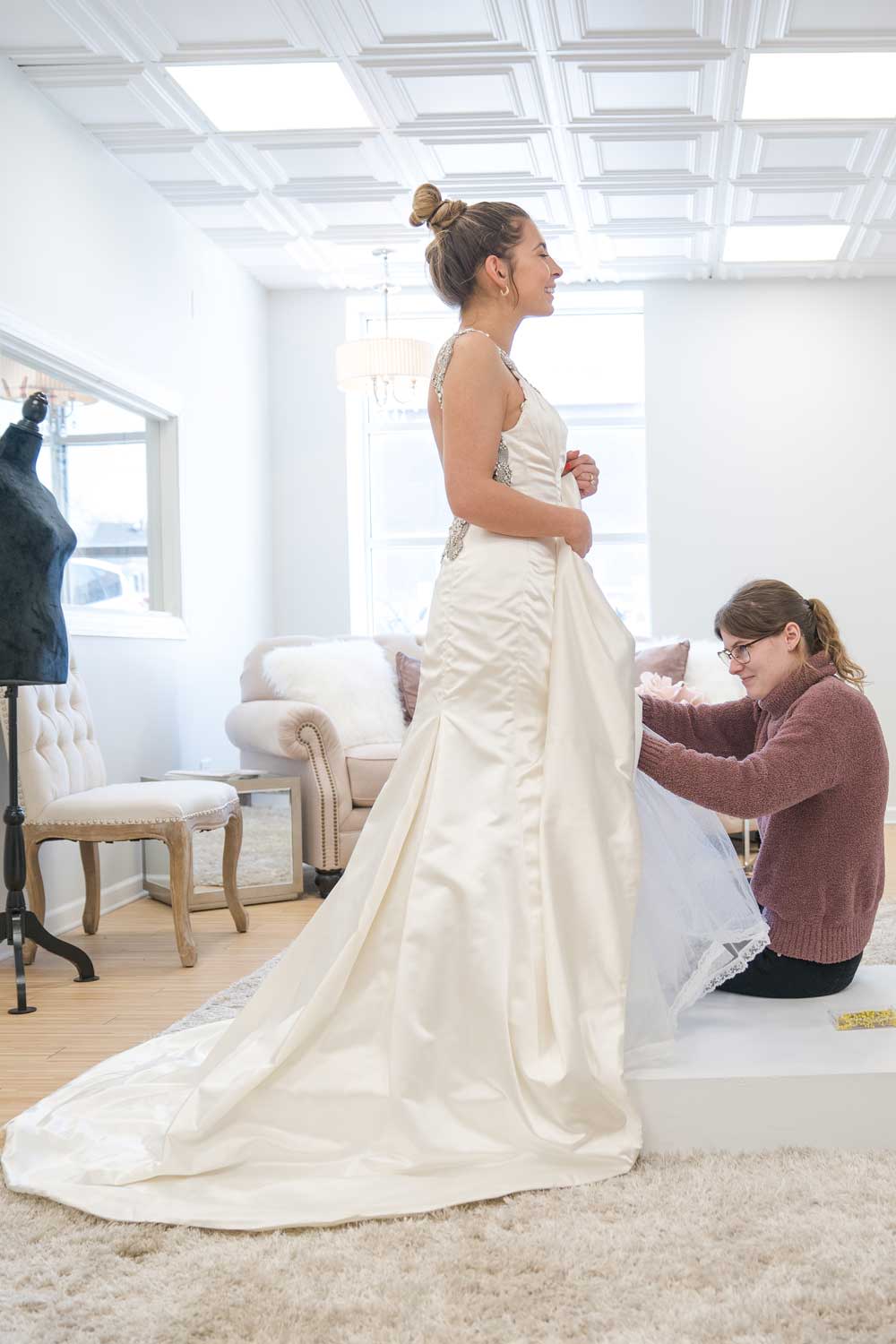 Wedding dress fitting for a wedding gown alteration