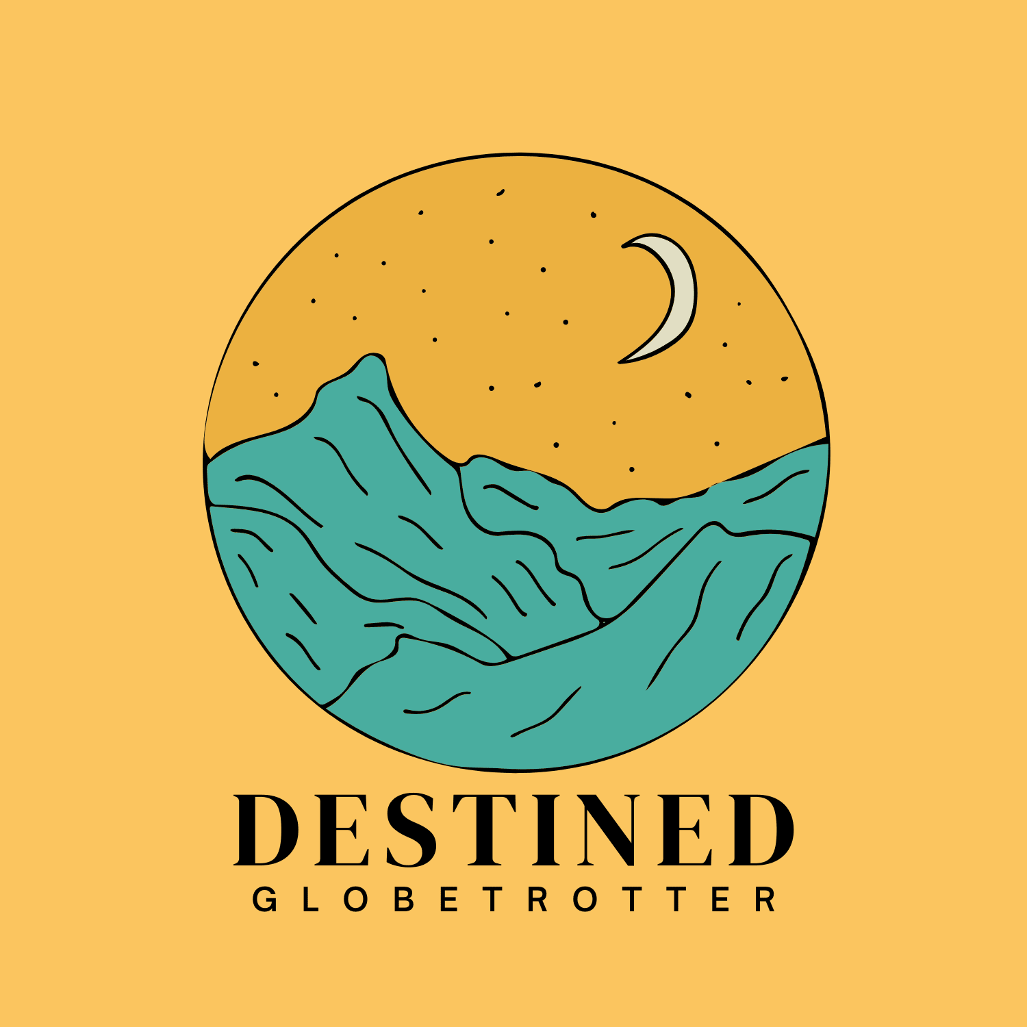 A mountain in the foreground with a moon and stars overhead.