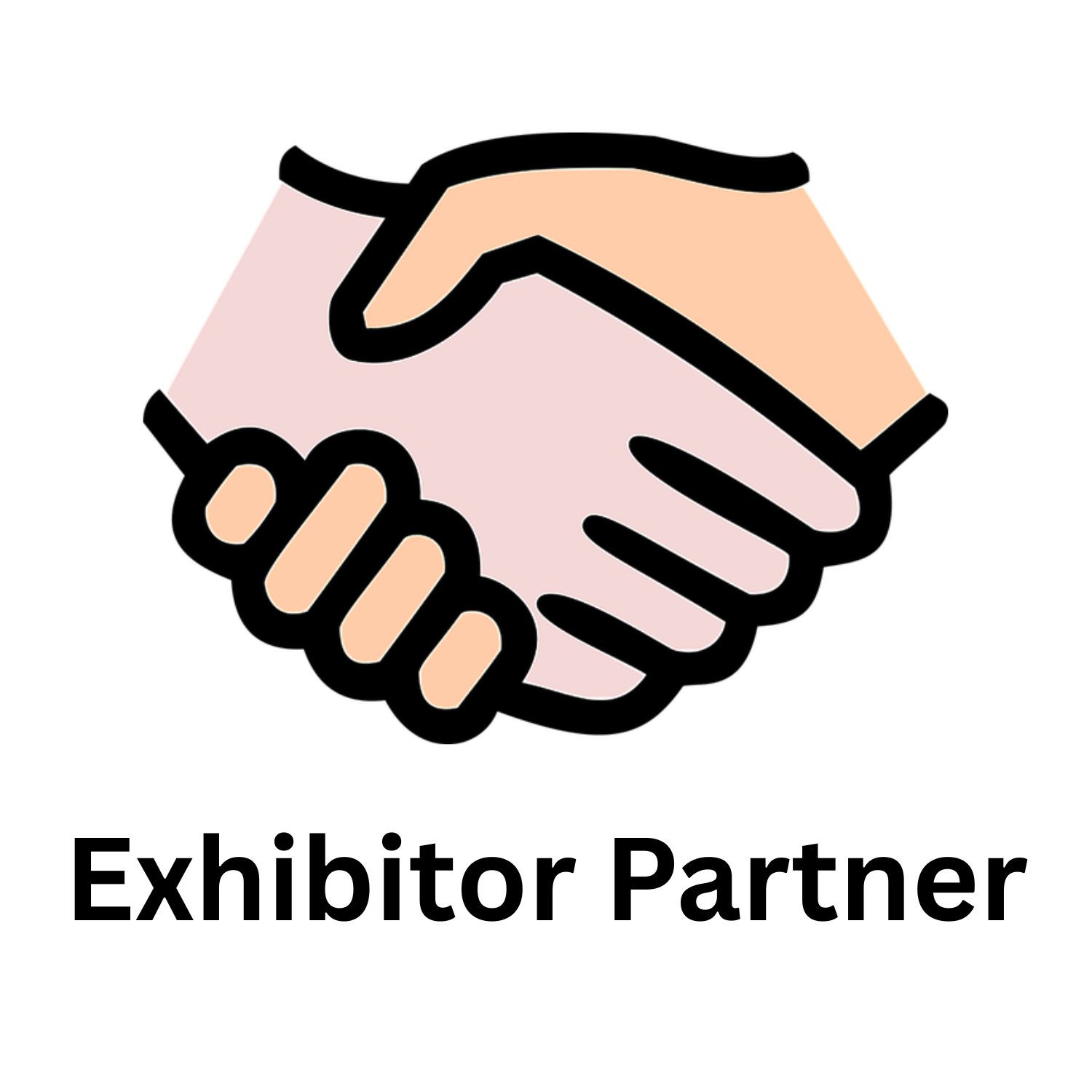 Image of two hands shaking with text: Exhibitor Partner