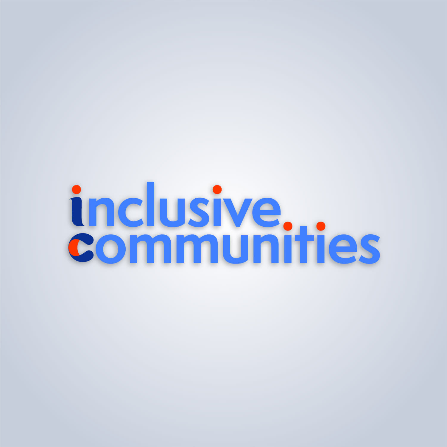 Stylized Inclusive Communities Logo against gradient background