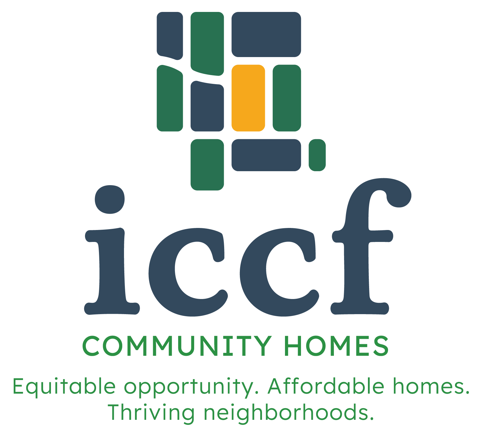 ICCF Community Homes Vertical Format Logo w/ mission statement