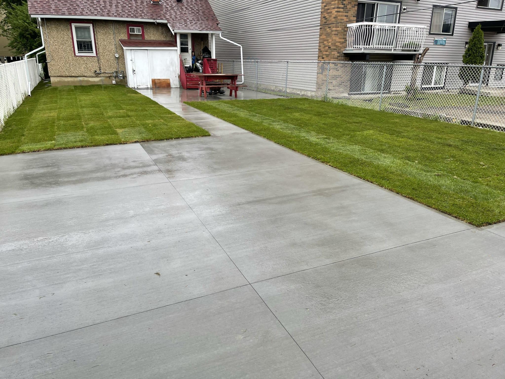 Concrete patio, driveway and sidewalk