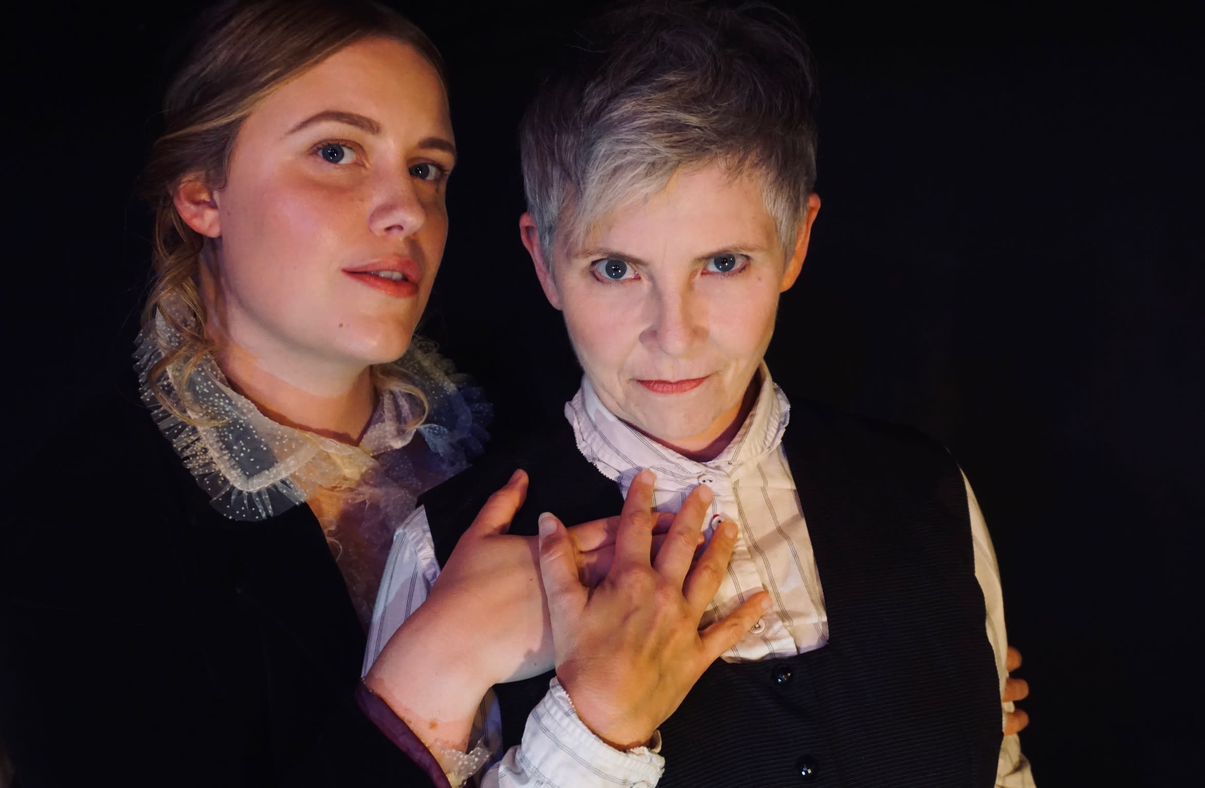 L to R_Devon deGroot as Emilie, Lauri Smith as Agatha