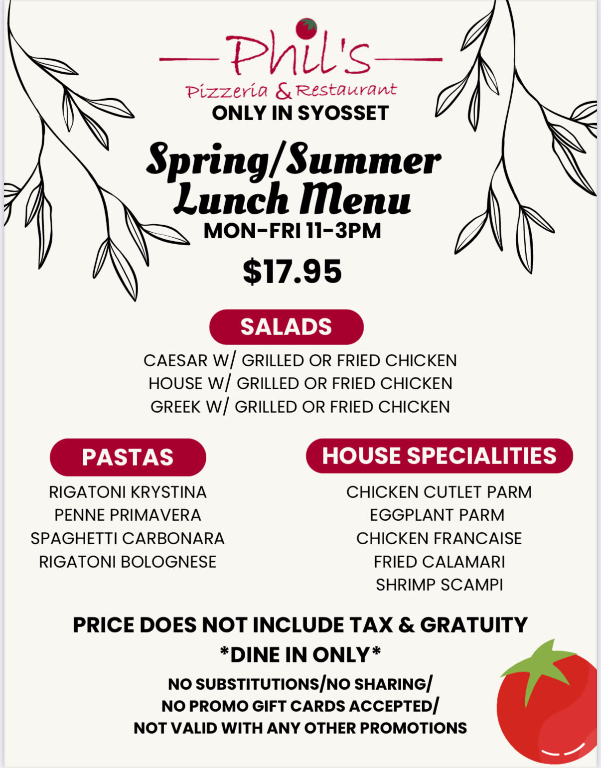 Phil's Summer Menu