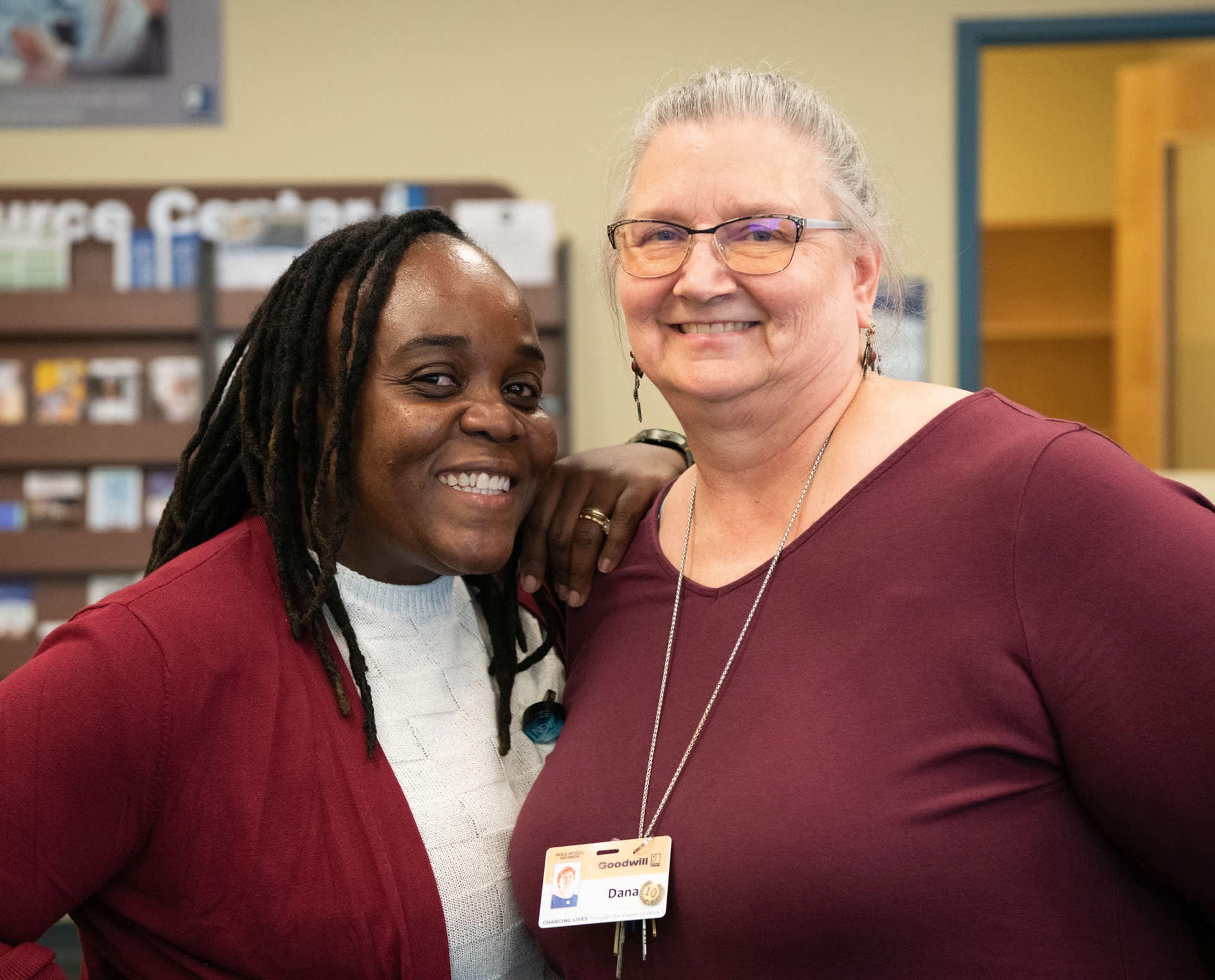 Goodwill team member Paunyne Xavier (left) with her GoodPartner Coach, Dana Knuuti