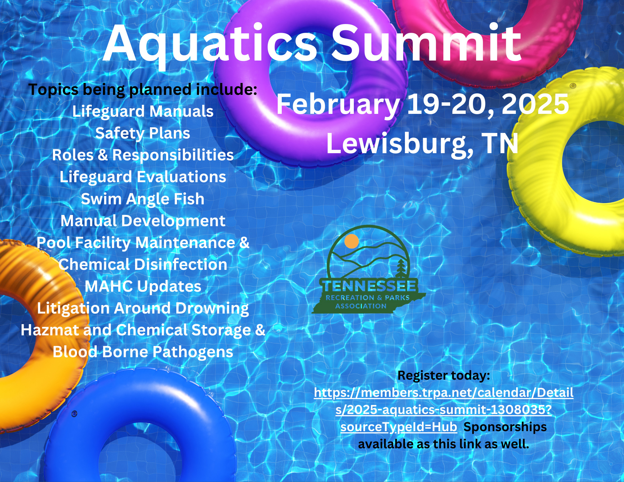 Aquatics Summit Promotional Flyer. February 19-20, 2025 Lewisburg, TN