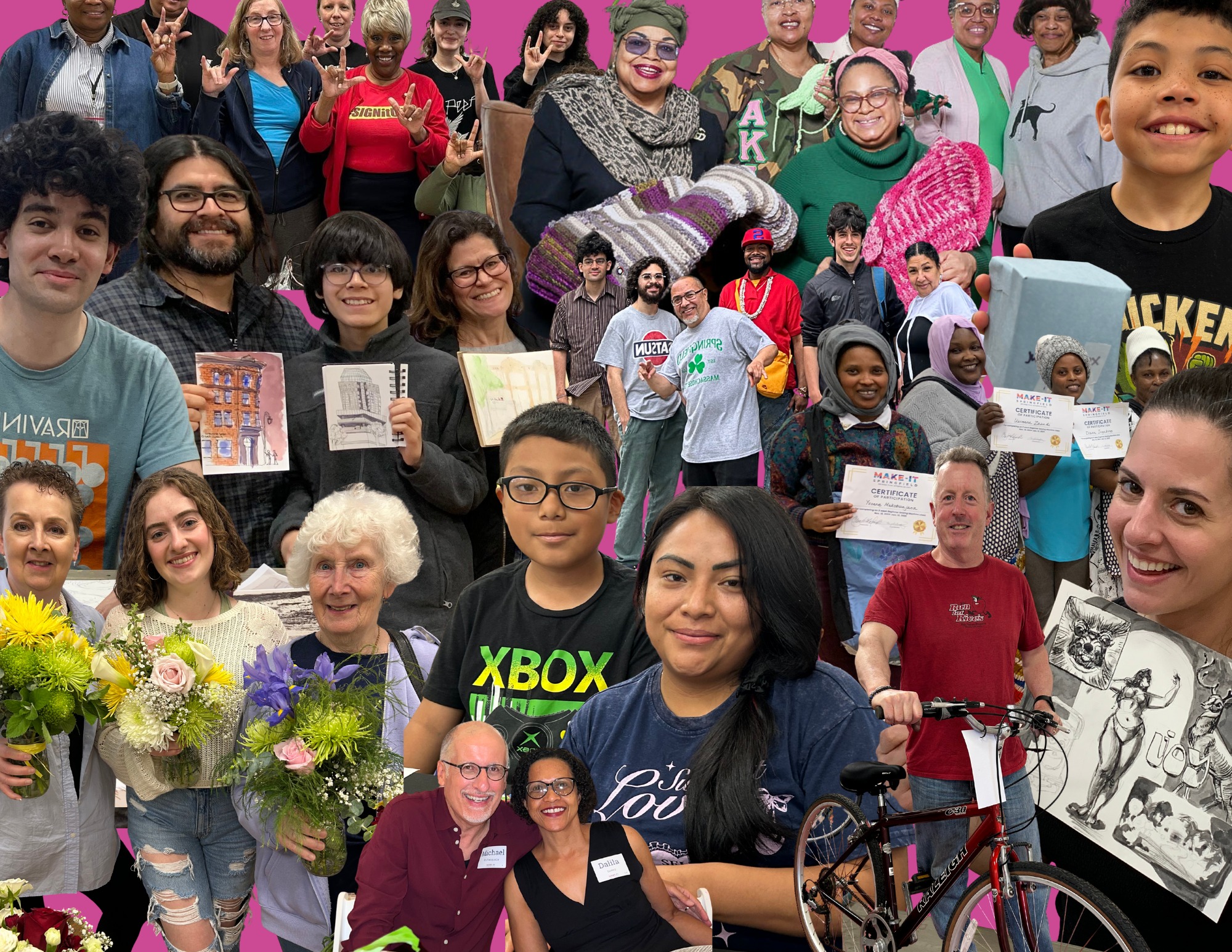 A montage of visitors to Make-It Springfield