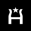 Hearth Protection logo, White Hestia symbol containing white star on black background