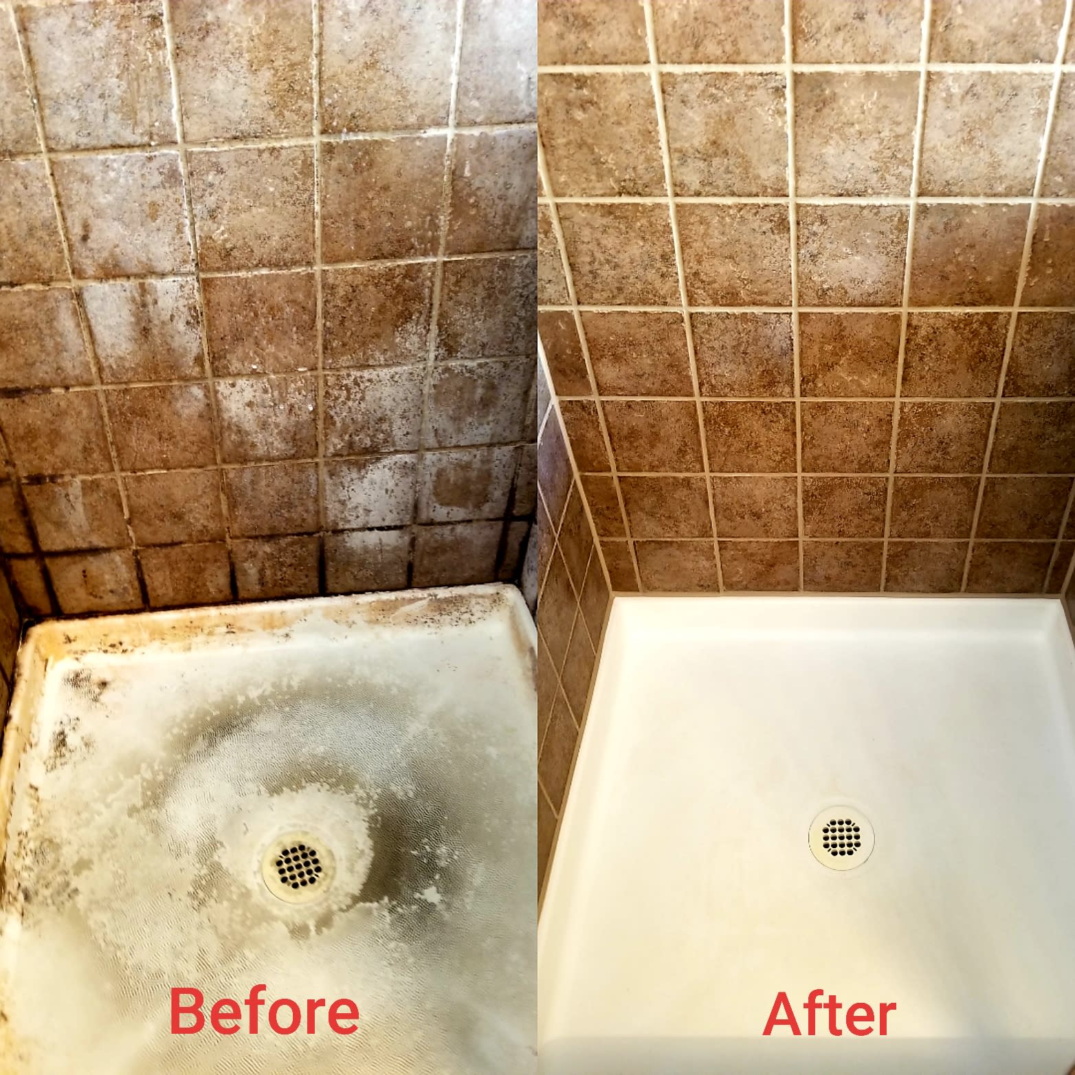 shower cleaning before and after